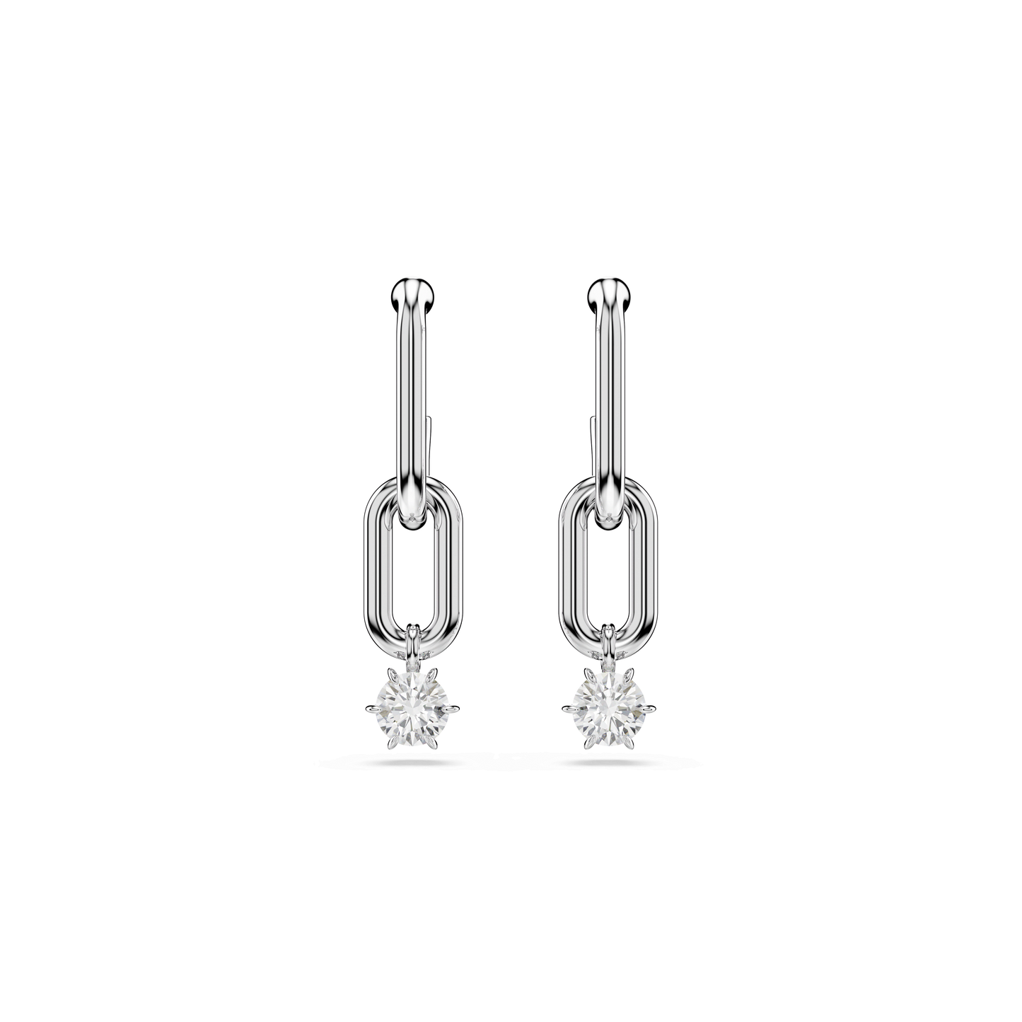 Constella drop earrings, Round cut, White, Rhodium plated 5728584