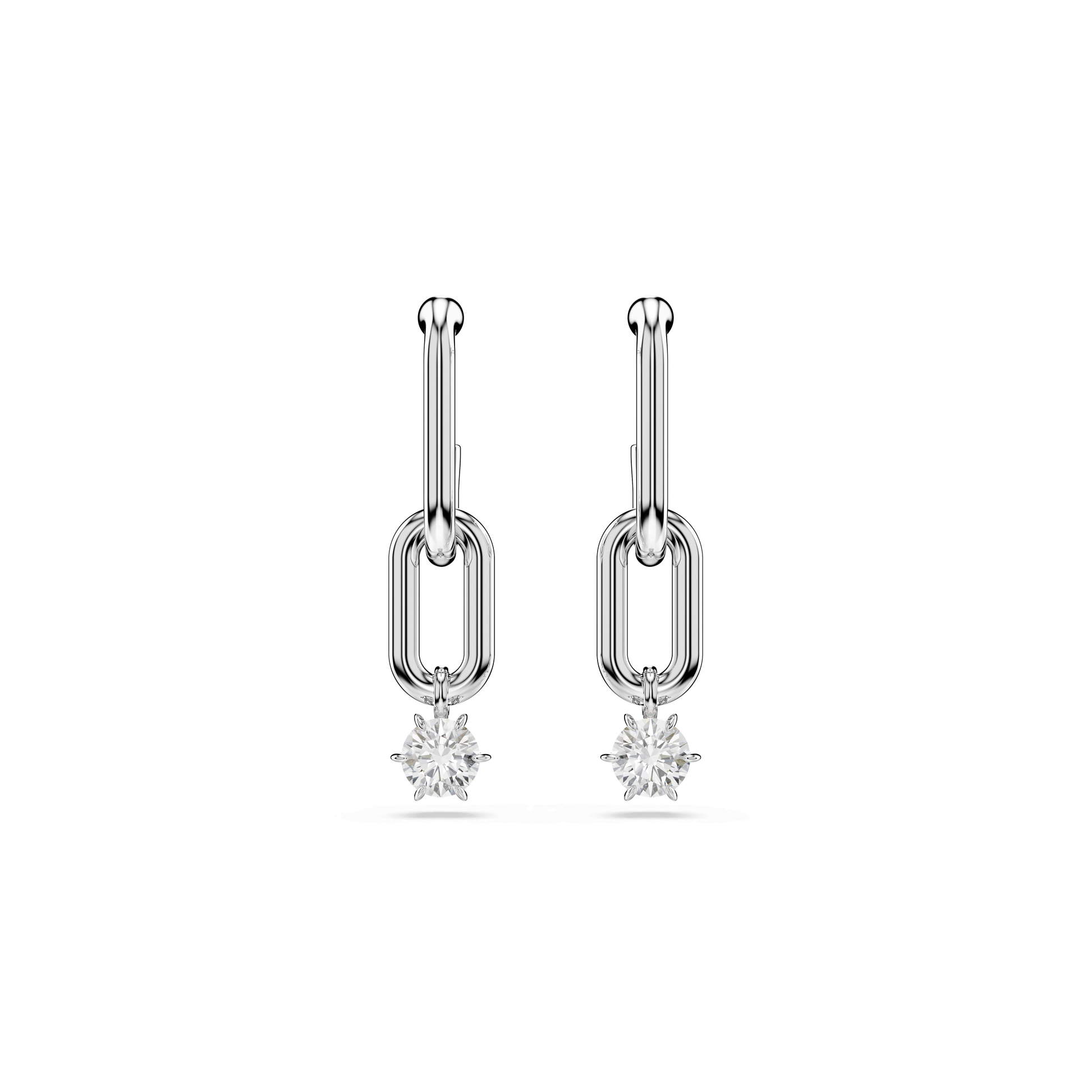 Constella drop earrings, Round cut, White, Rhodium plated 5728584