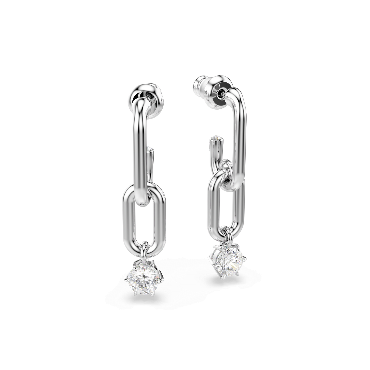 Constella drop earrings, Round cut, White, Rhodium plated 5728584