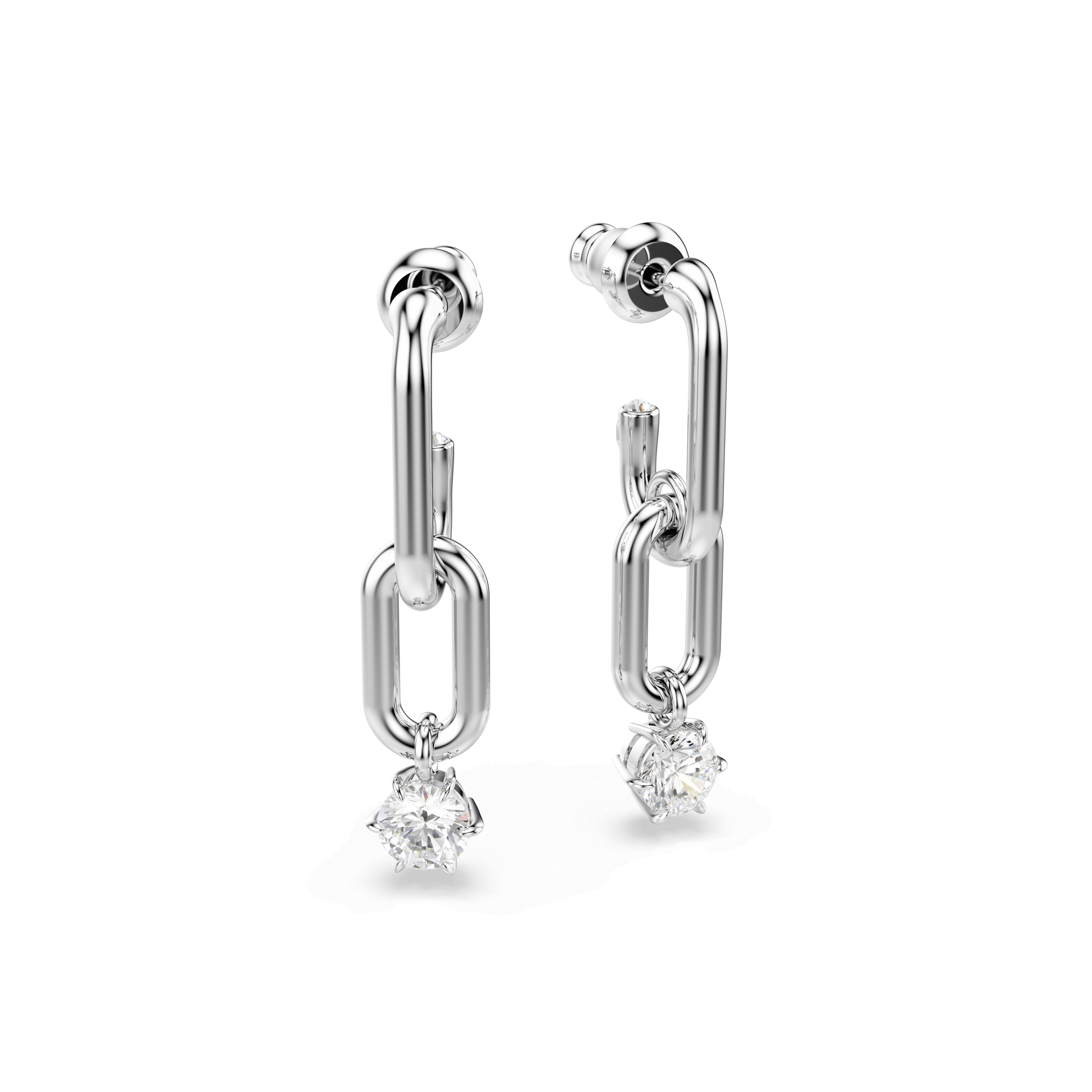 Constella drop earrings, Round cut, White, Rhodium plated 5728584