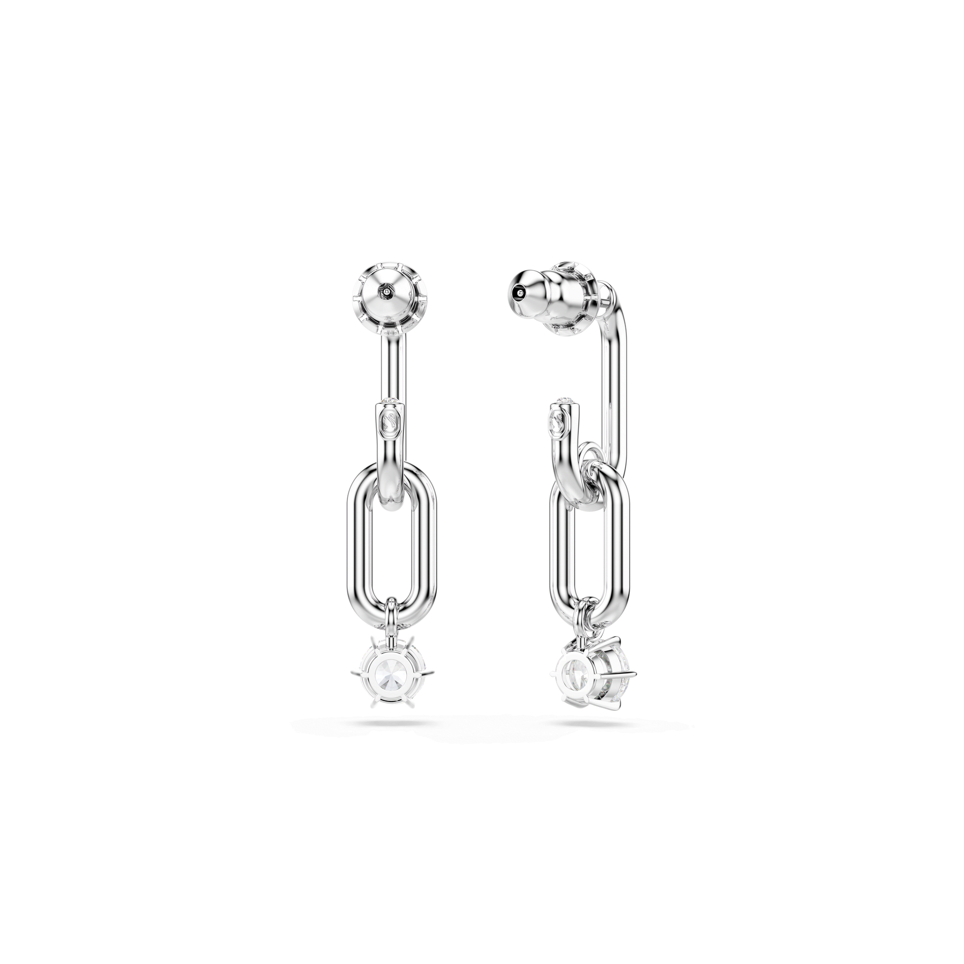 Constella drop earrings, Round cut, White, Rhodium plated 5728584