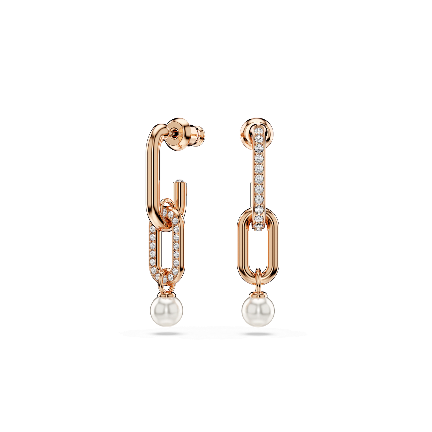 Constella drop earrings, Crystal pearl, Round cut, White, Rose gold-tone plated 5728585