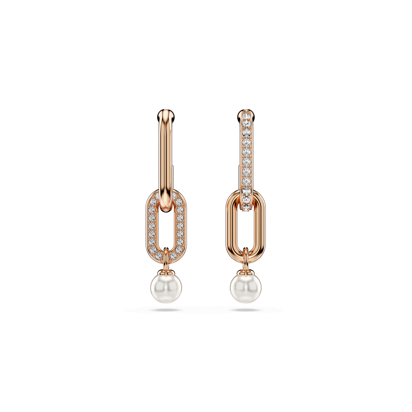 Constella drop earrings, Crystal pearl, Round cut, White, Rose gold-tone plated 5728585