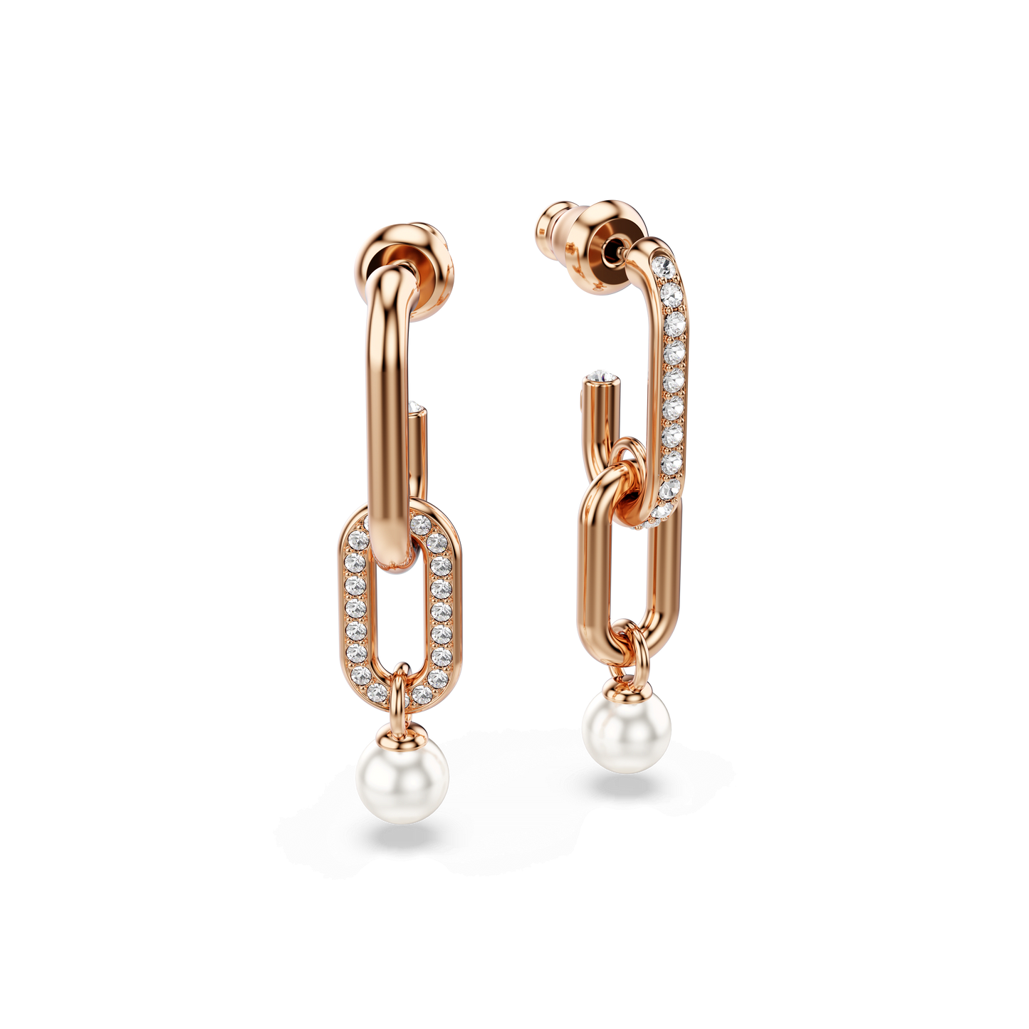 Constella drop earrings, Crystal pearl, Round cut, White, Rose gold-tone plated 5728585