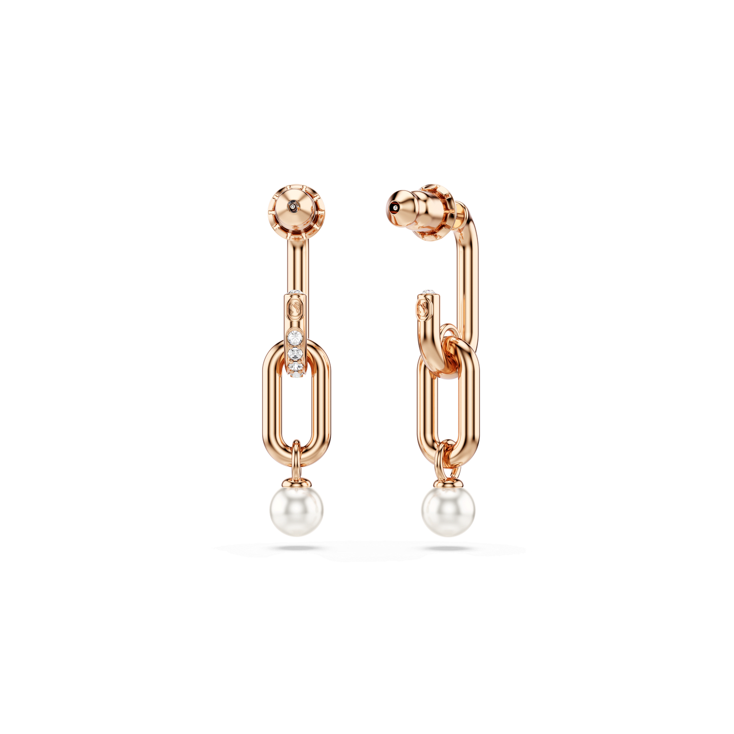 Constella drop earrings, Crystal pearl, Round cut, White, Rose gold-tone plated 5728585