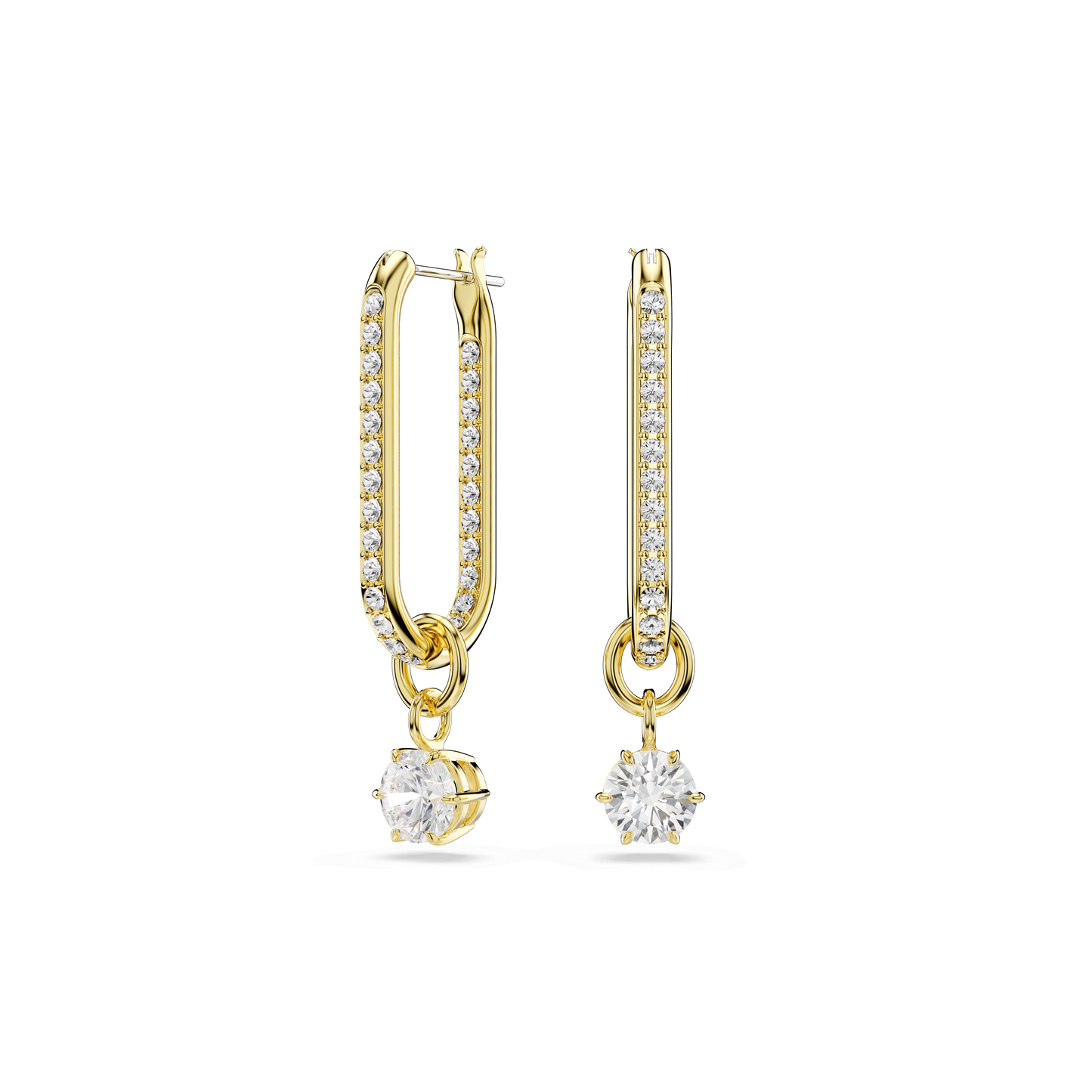 Constella drop earrings, Round cut, White, Gold-tone plated 5728587