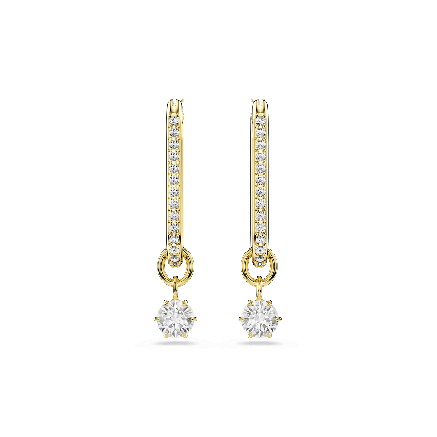 Constella drop earrings, Round cut, White, Gold-tone plated 5728587