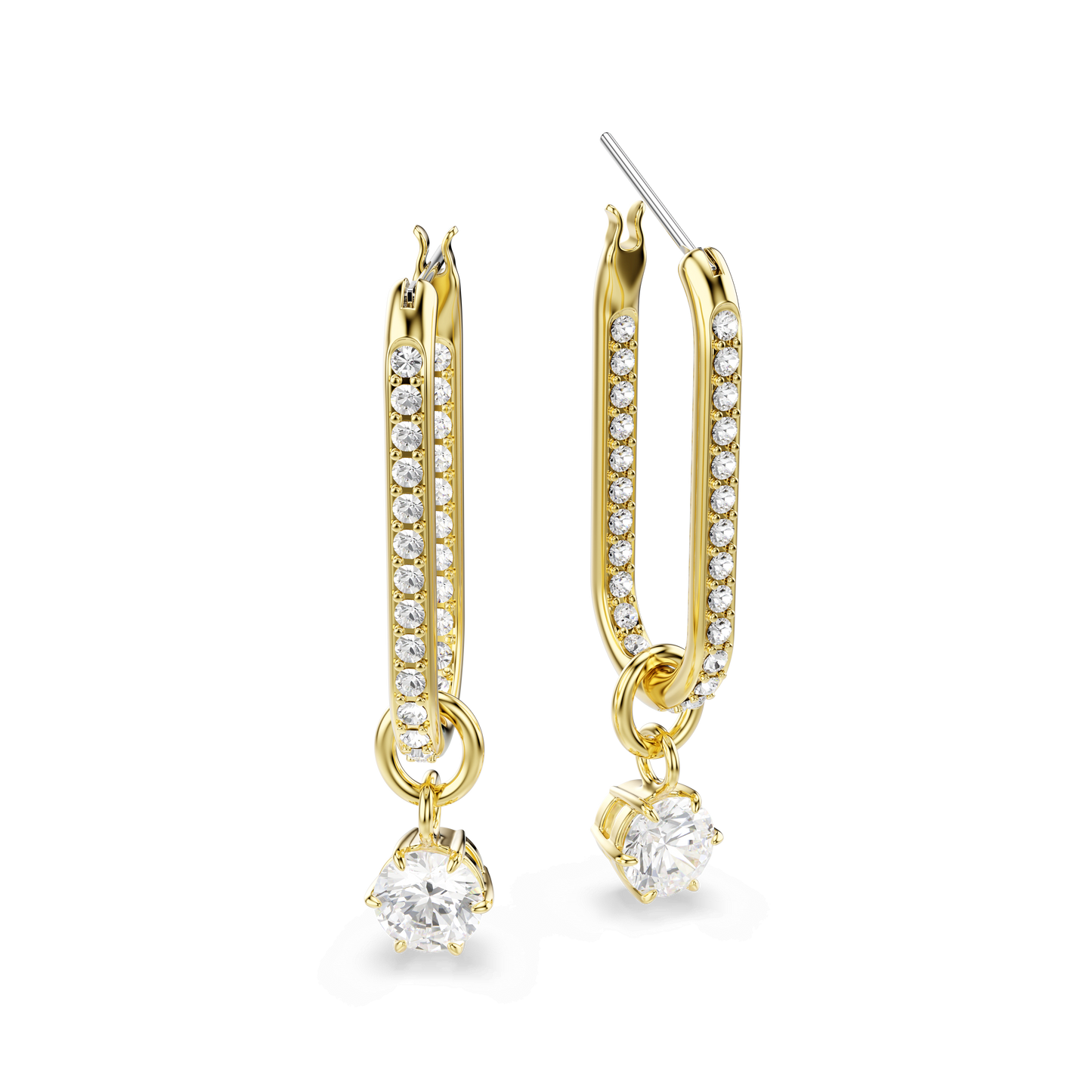Constella drop earrings, Round cut, White, Gold-tone plated 5728587