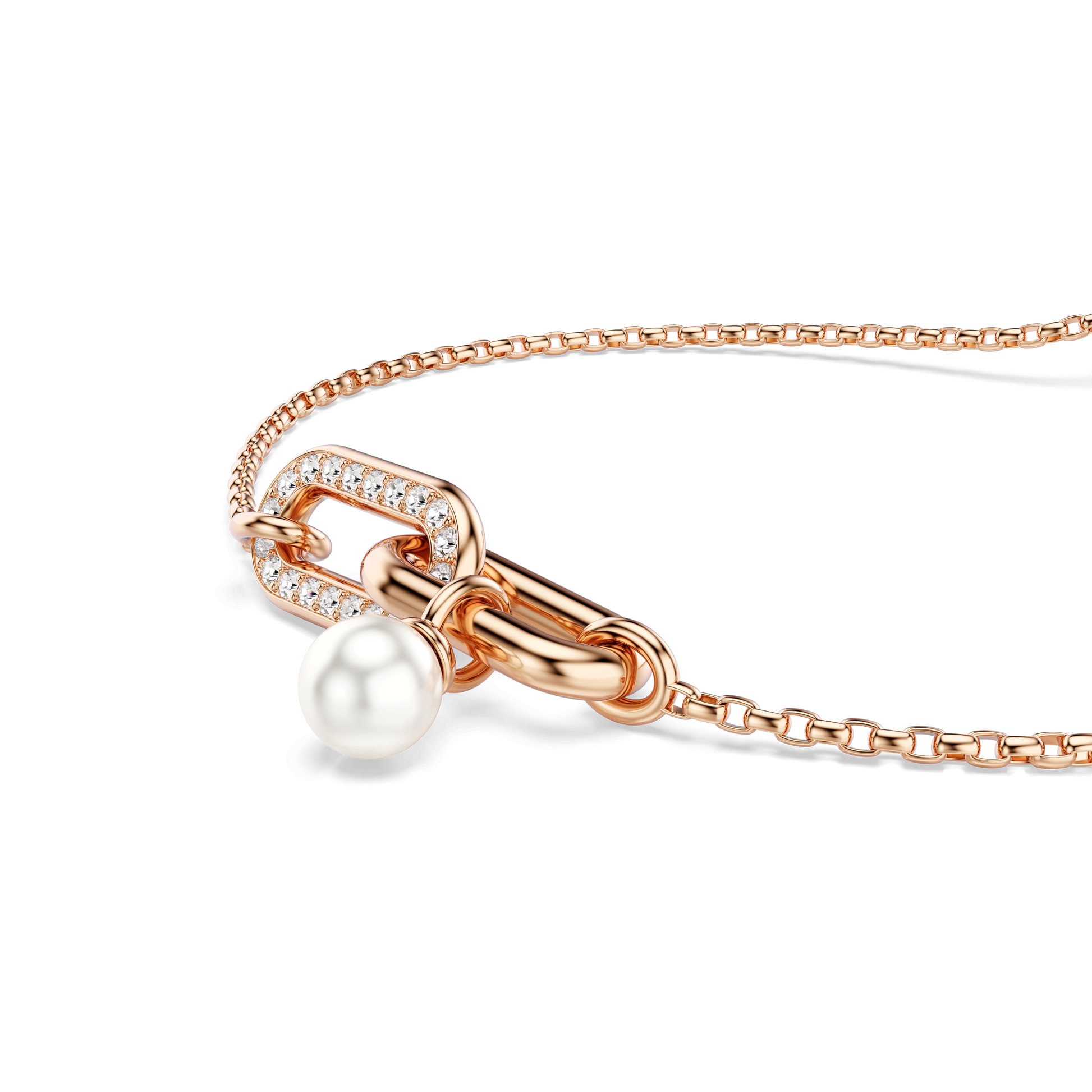 Constella bracelet, Crystal pearl, Round cut, White, Rose gold-tone plated 5728588