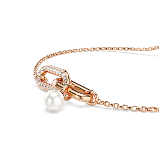 Constella bracelet, Crystal pearl, Round cut, White, Rose gold-tone plated 5728588