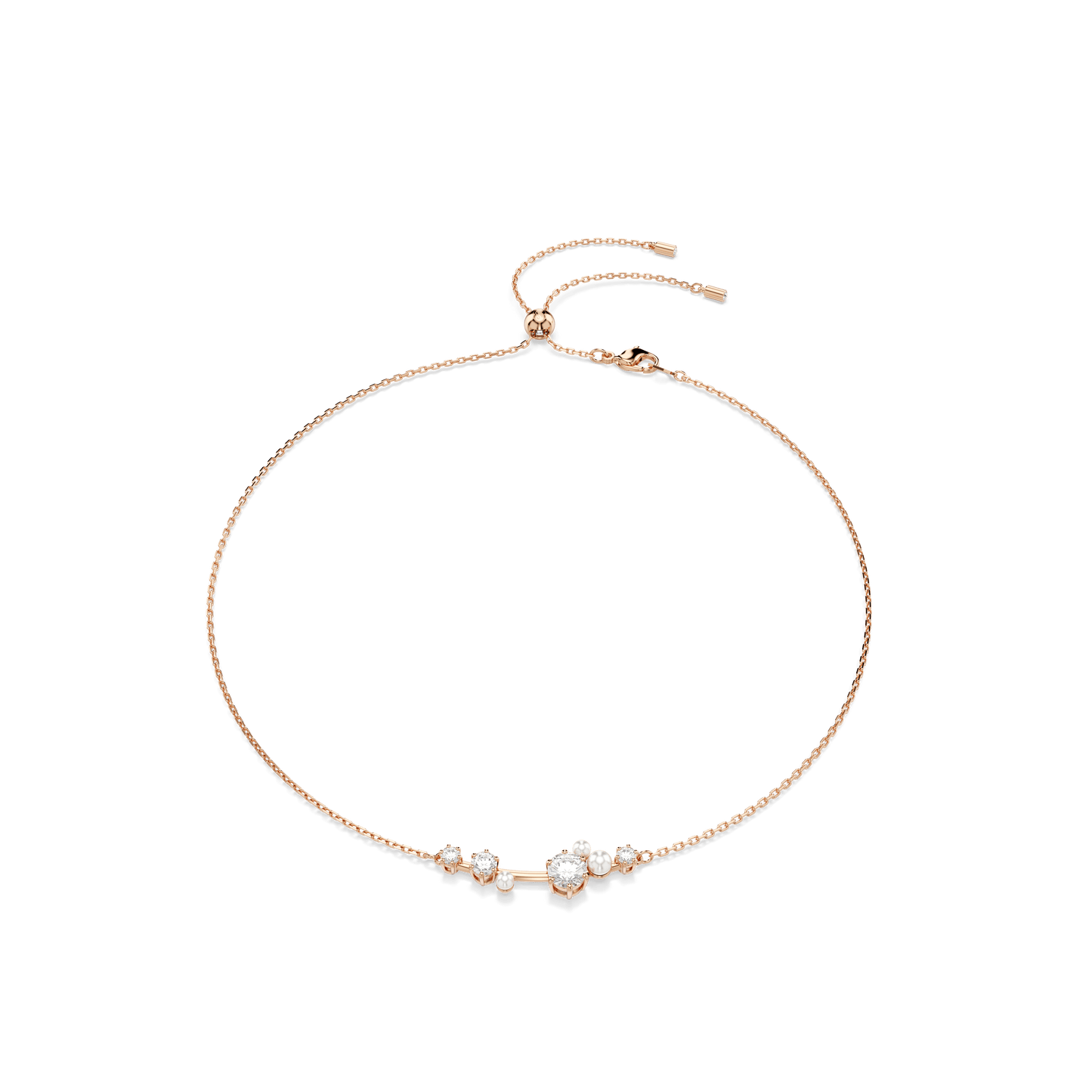 Constella necklace, Crystal pearl, Round cuts, White, Rose gold-tone plated 5729504
