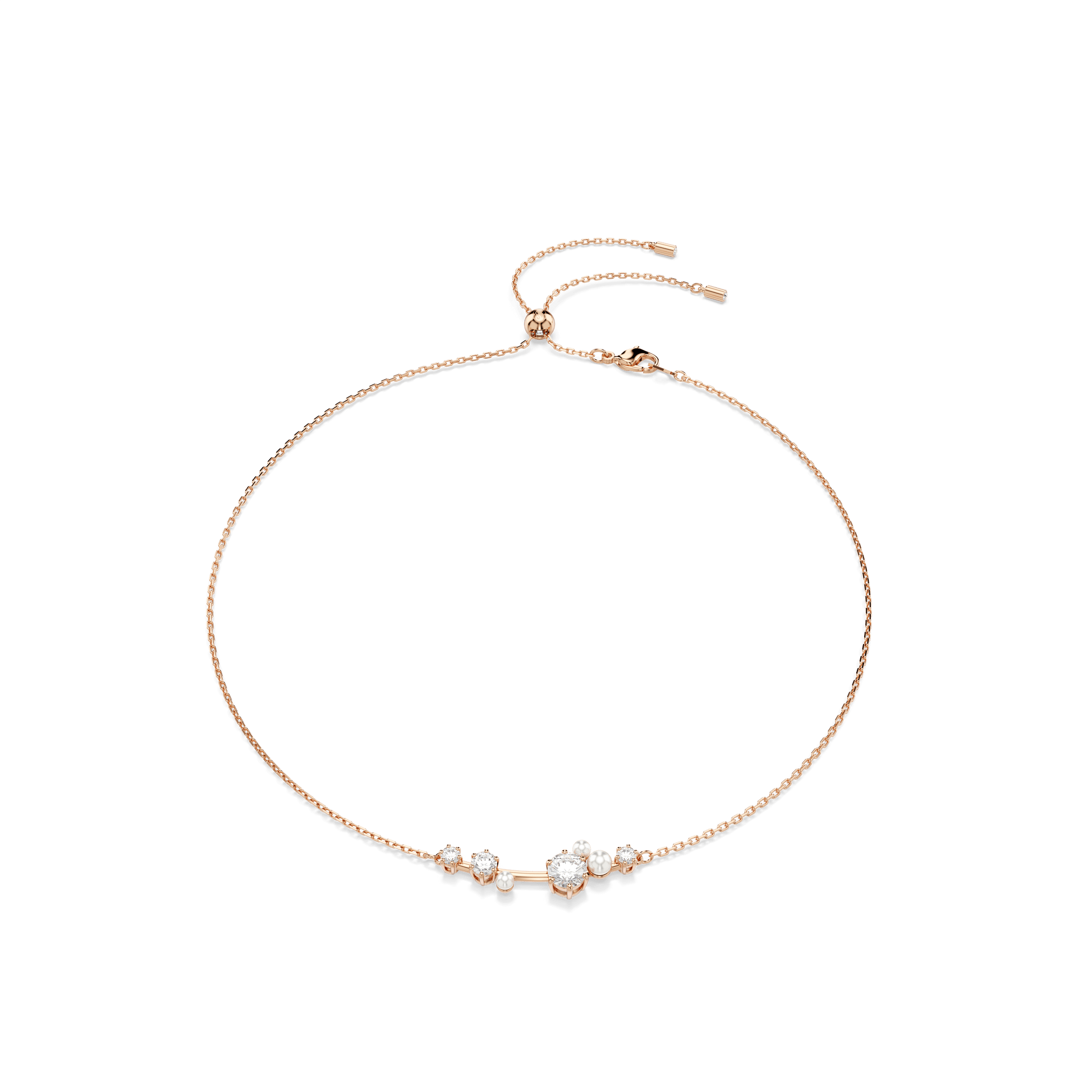Constella necklace, Crystal pearl, Round cuts, White, Rose gold-tone plated 5729504