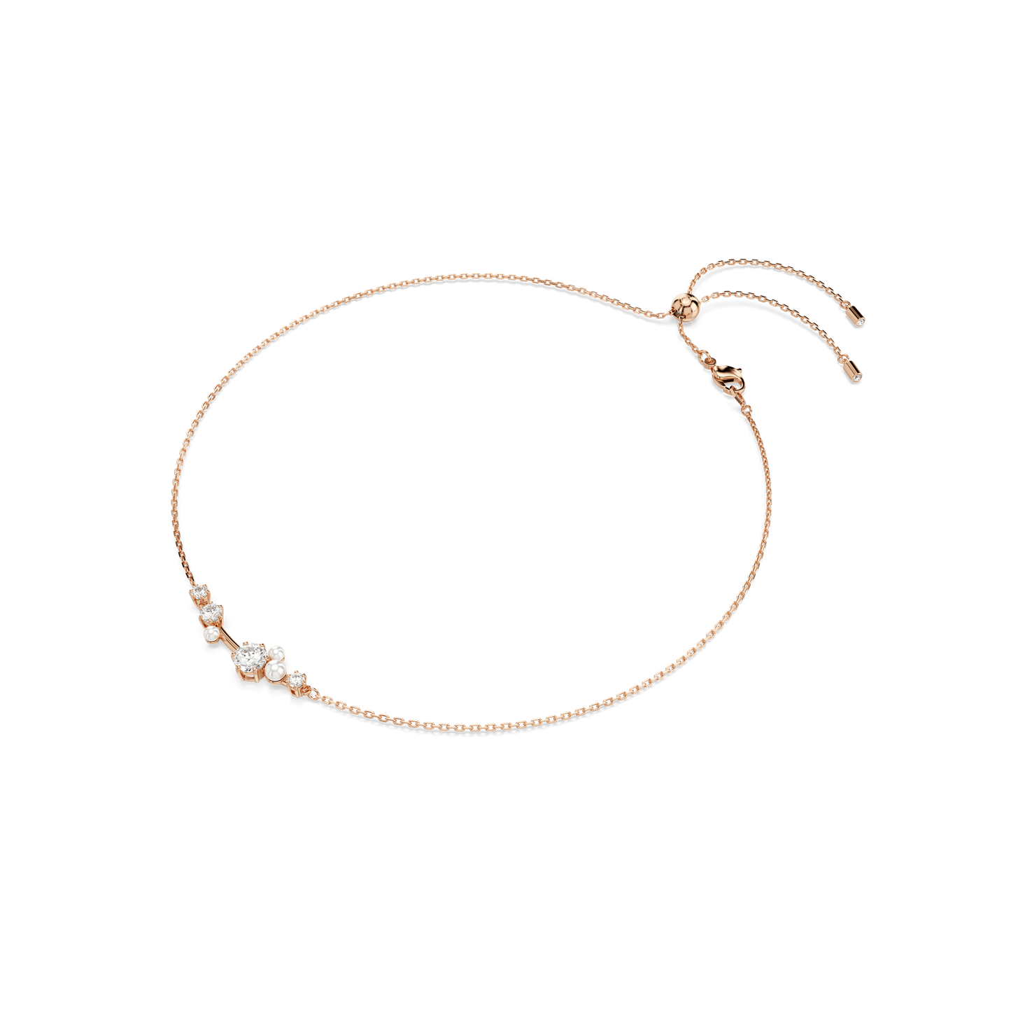 Constella necklace, Crystal pearl, Round cuts, White, Rose gold-tone plated 5729504