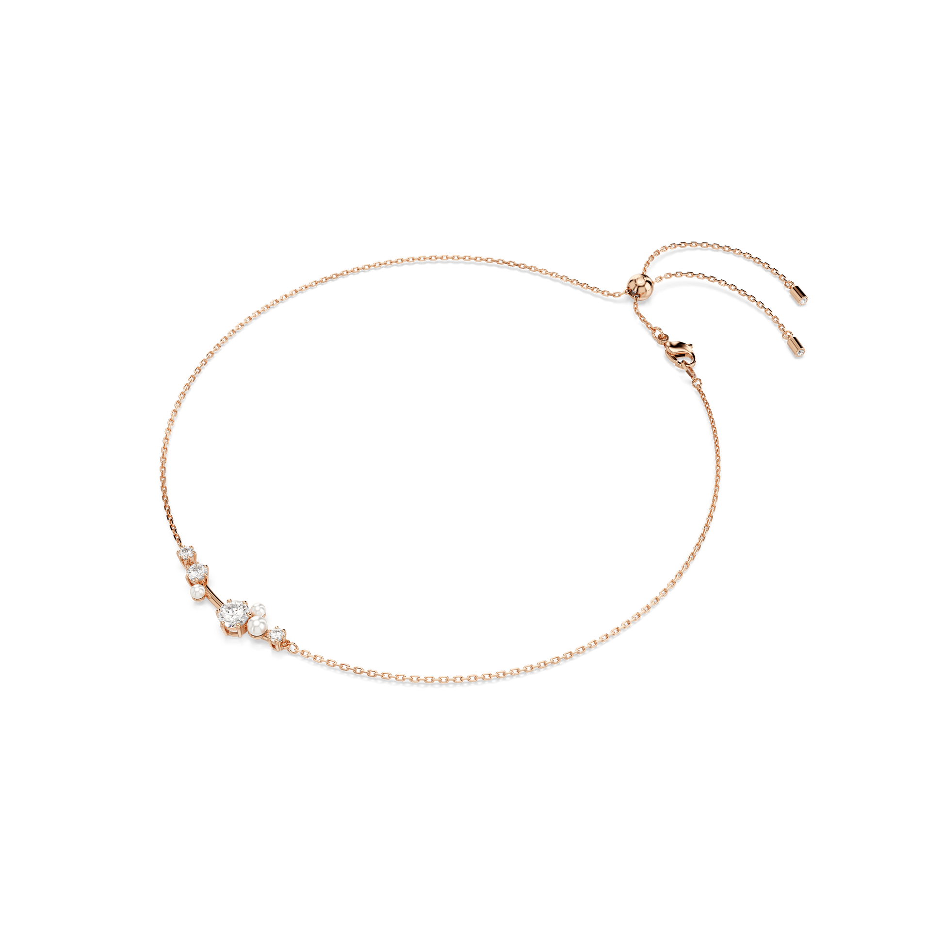 Constella necklace, Crystal pearl, Round cuts, White, Rose gold-tone plated 5729504