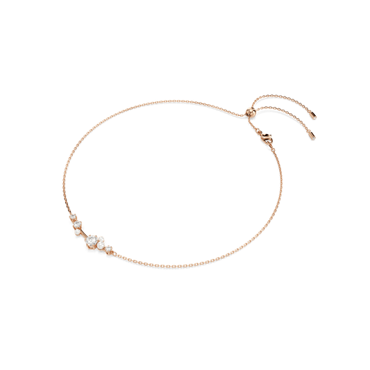 Constella necklace, Crystal pearl, Round cuts, White, Rose gold-tone plated 5729504