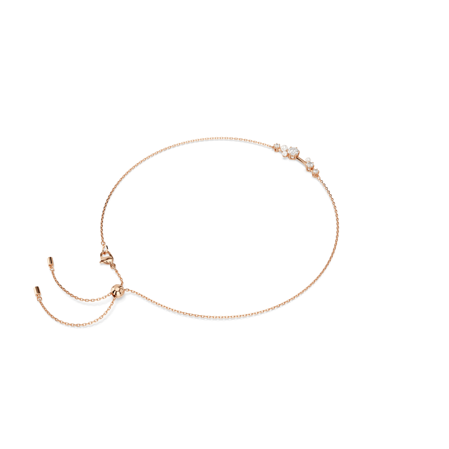 Constella necklace, Crystal pearl, Round cuts, White, Rose gold-tone plated 5729504