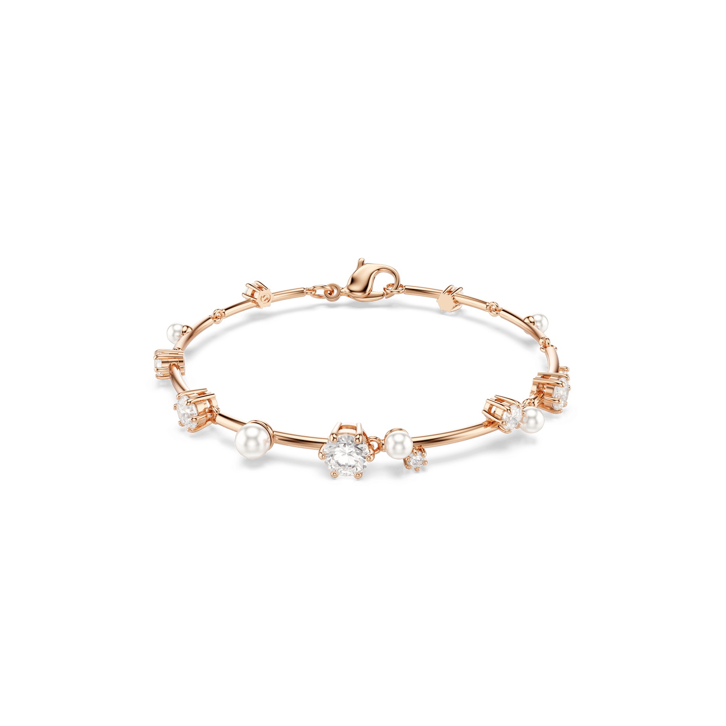 Constella bracelet, Crystal pearl, Round cuts, White, Rose gold-tone plated 5729505