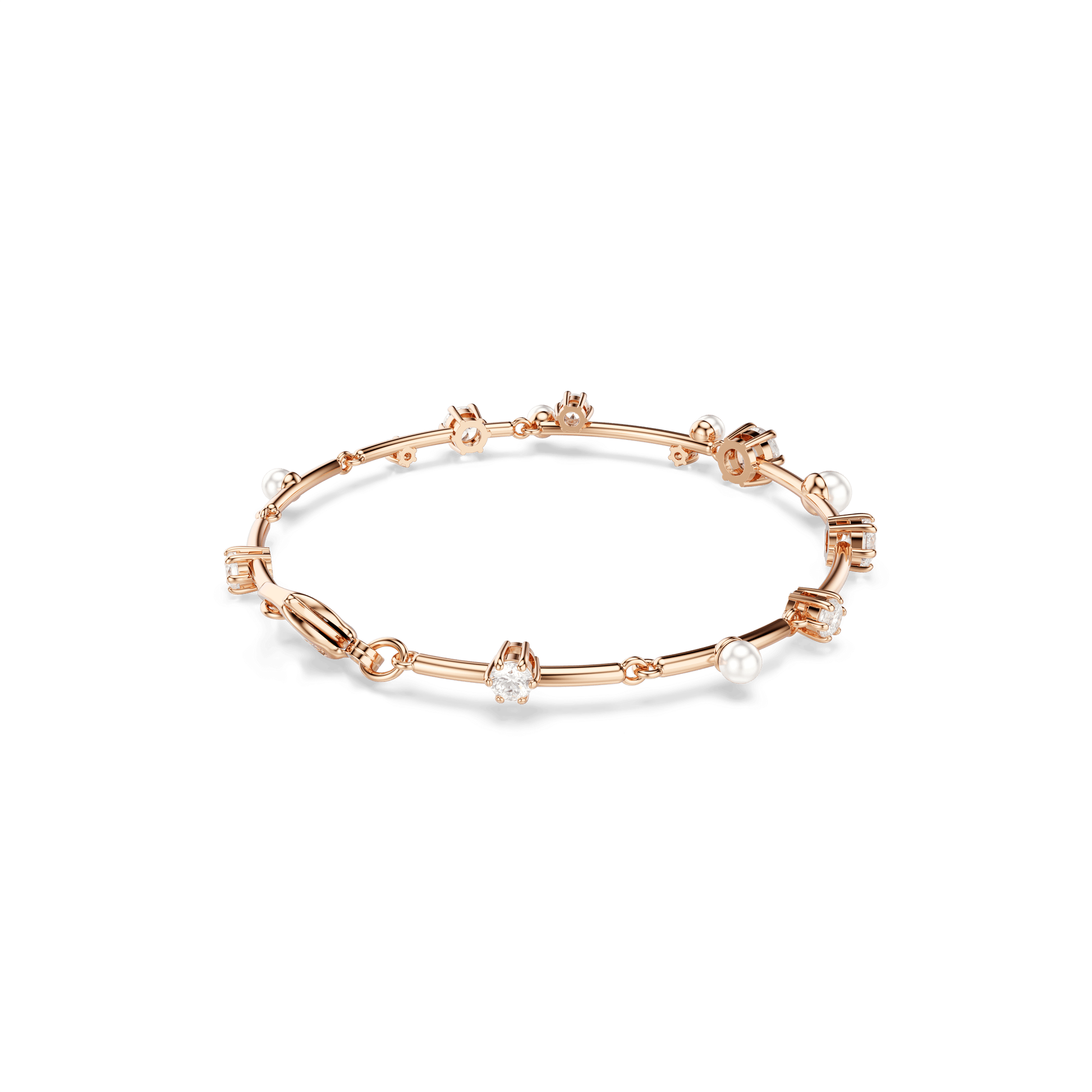 Constella bracelet, Crystal pearl, Round cuts, White, Rose gold-tone plated 5729505