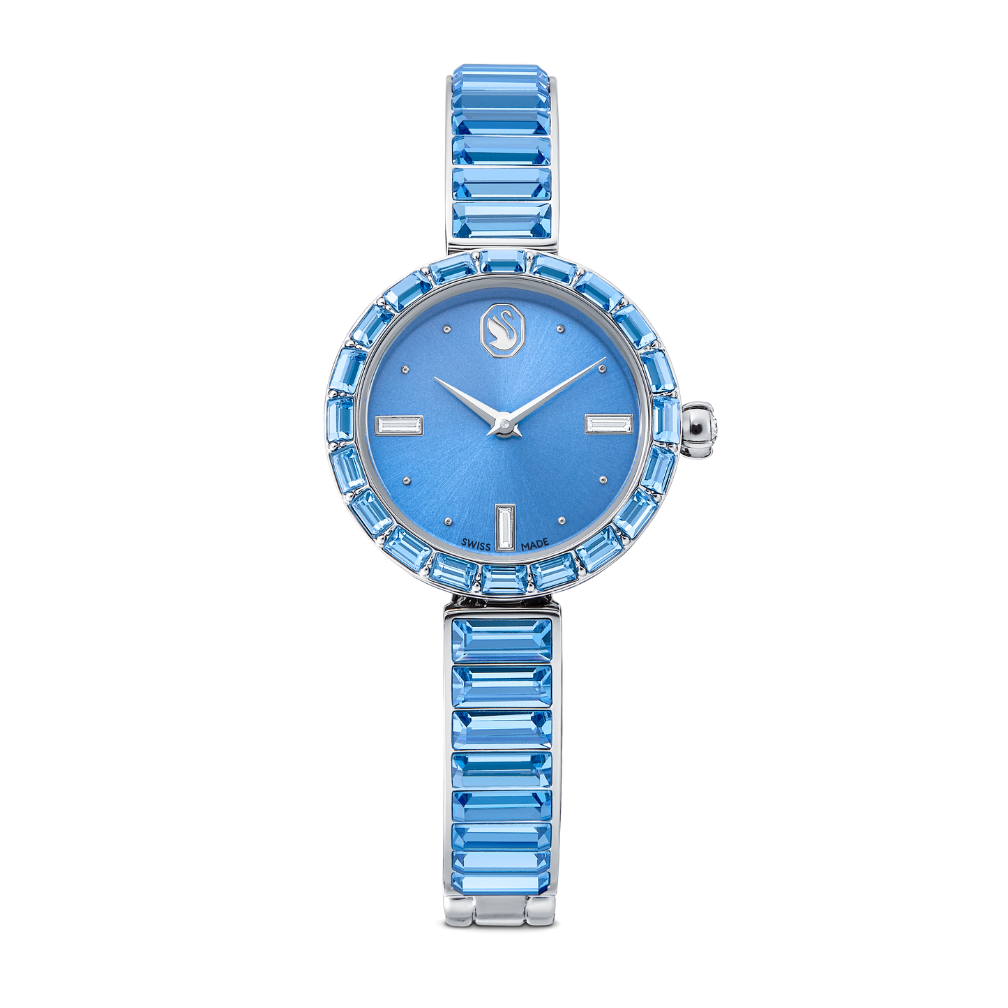 Matrix bangle watch, Swiss Made, Crystal bracelet, Blue, Stainless steel 5730172
