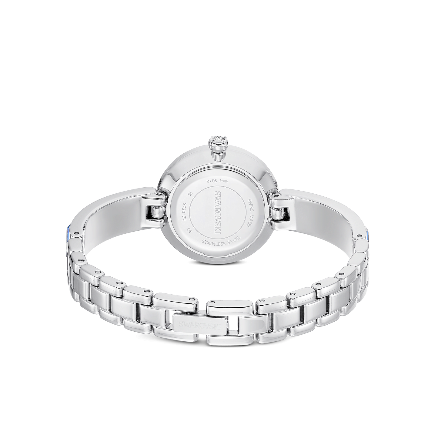 Matrix bangle watch, Swiss Made, Crystal bracelet, Blue, Stainless steel 5730172