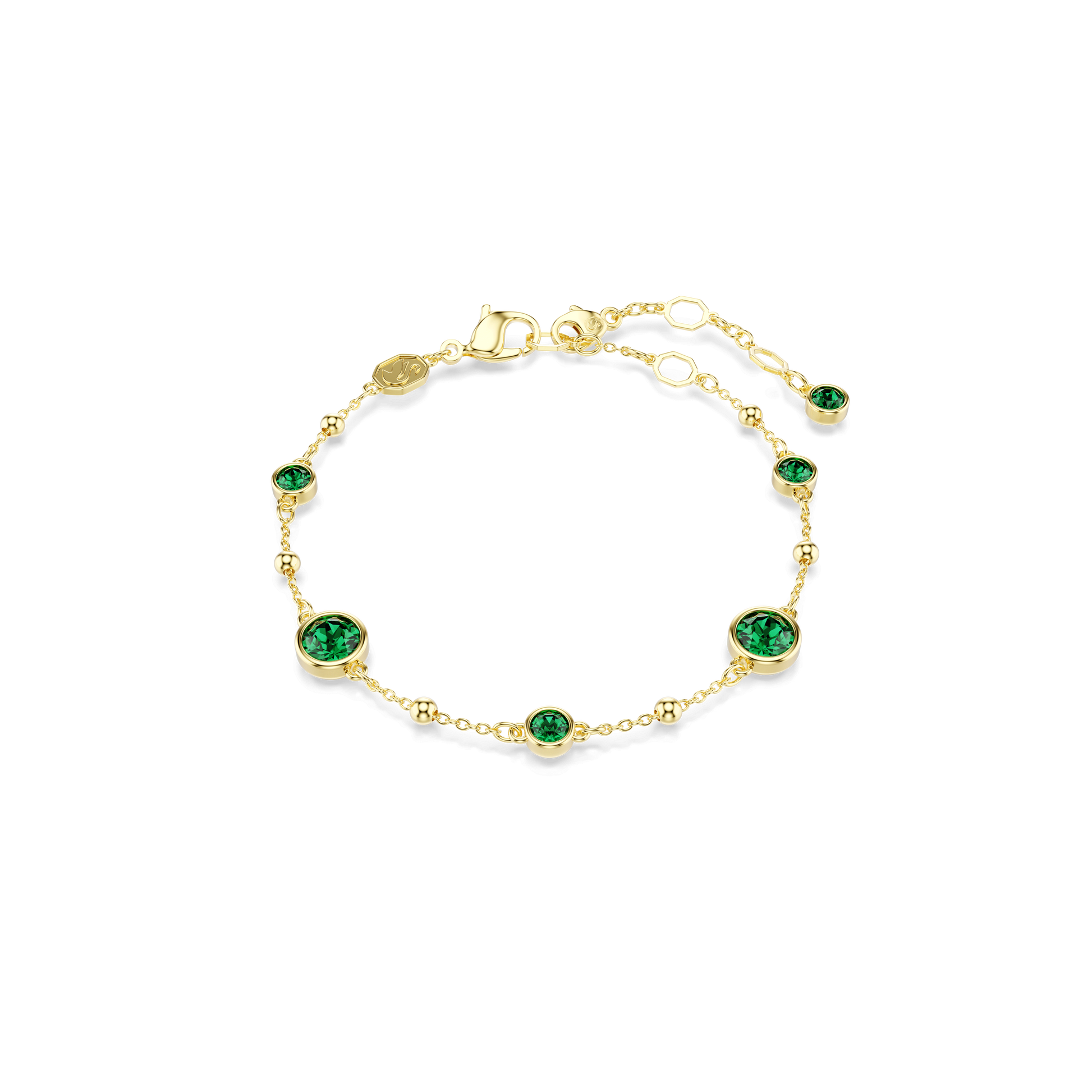 Imber bracelet, Round cut, Green, Gold-tone plated 5730676