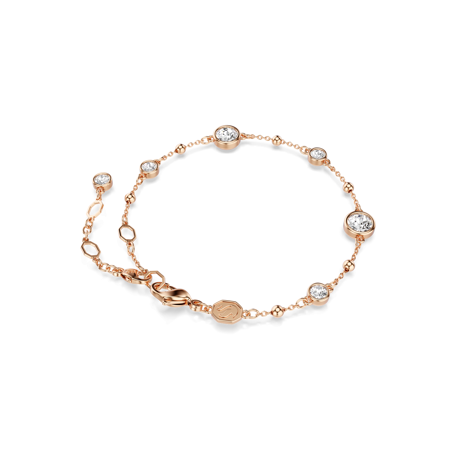 Imber bracelet, Round cut, White, Rose gold-tone plated 5730677