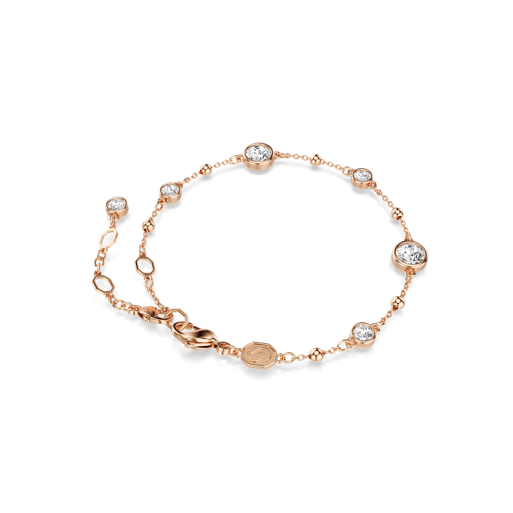 Imber bracelet, Round cut, White, Rose gold-tone plated 5730677