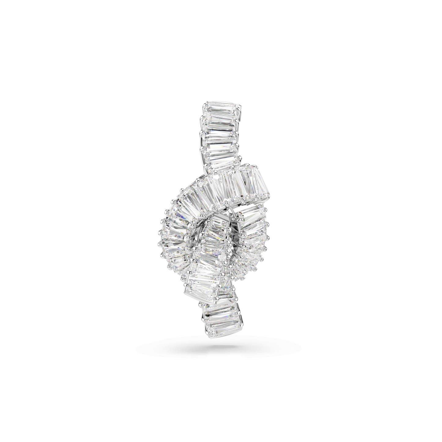 Matrix tack pin, Baguette cut, Knot, White, Rhodium plated 5731102