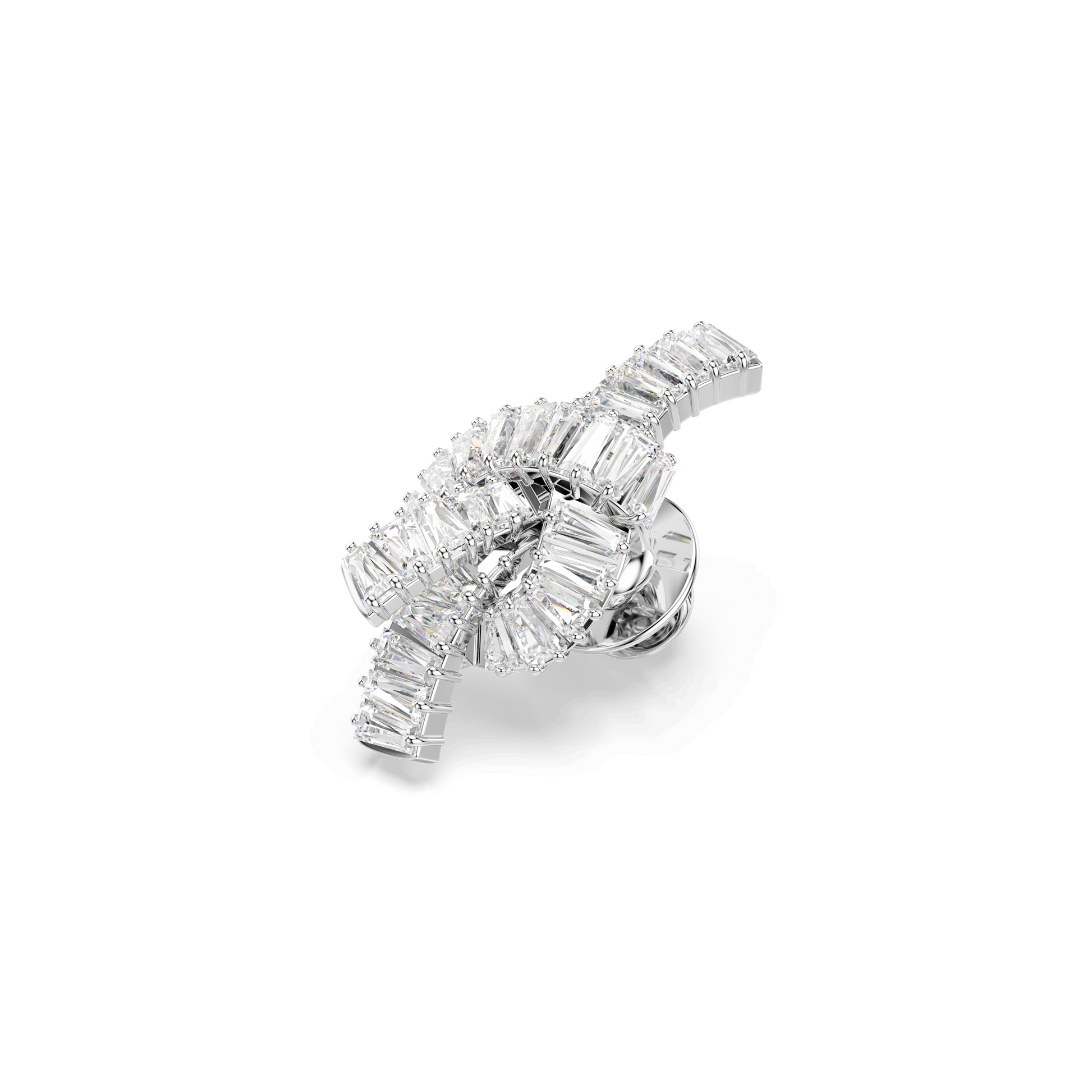 Matrix tack pin, Baguette cut, Knot, White, Rhodium plated 5731102