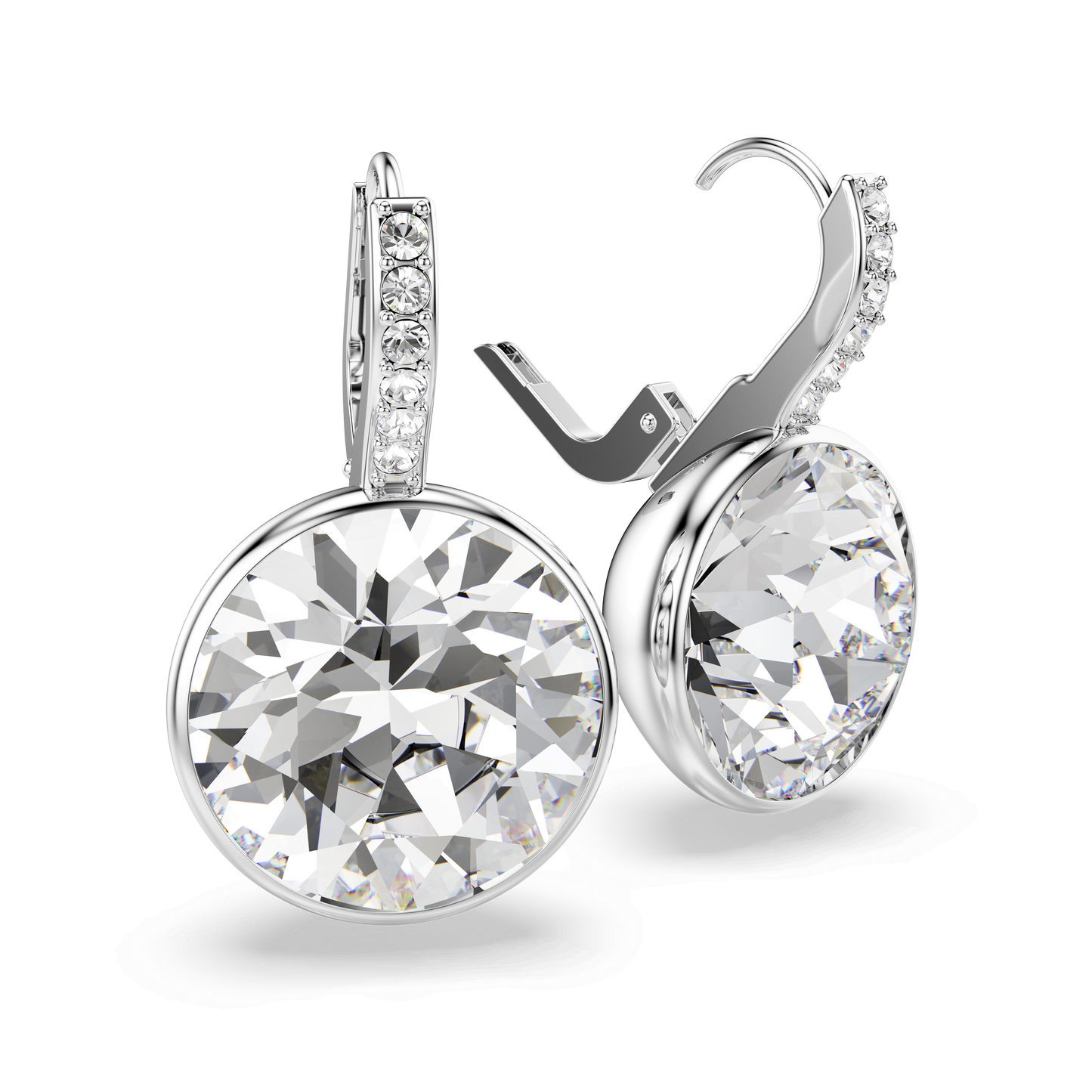 Millenia drop earrings, Round cut, White, Rhodium plated 5731149