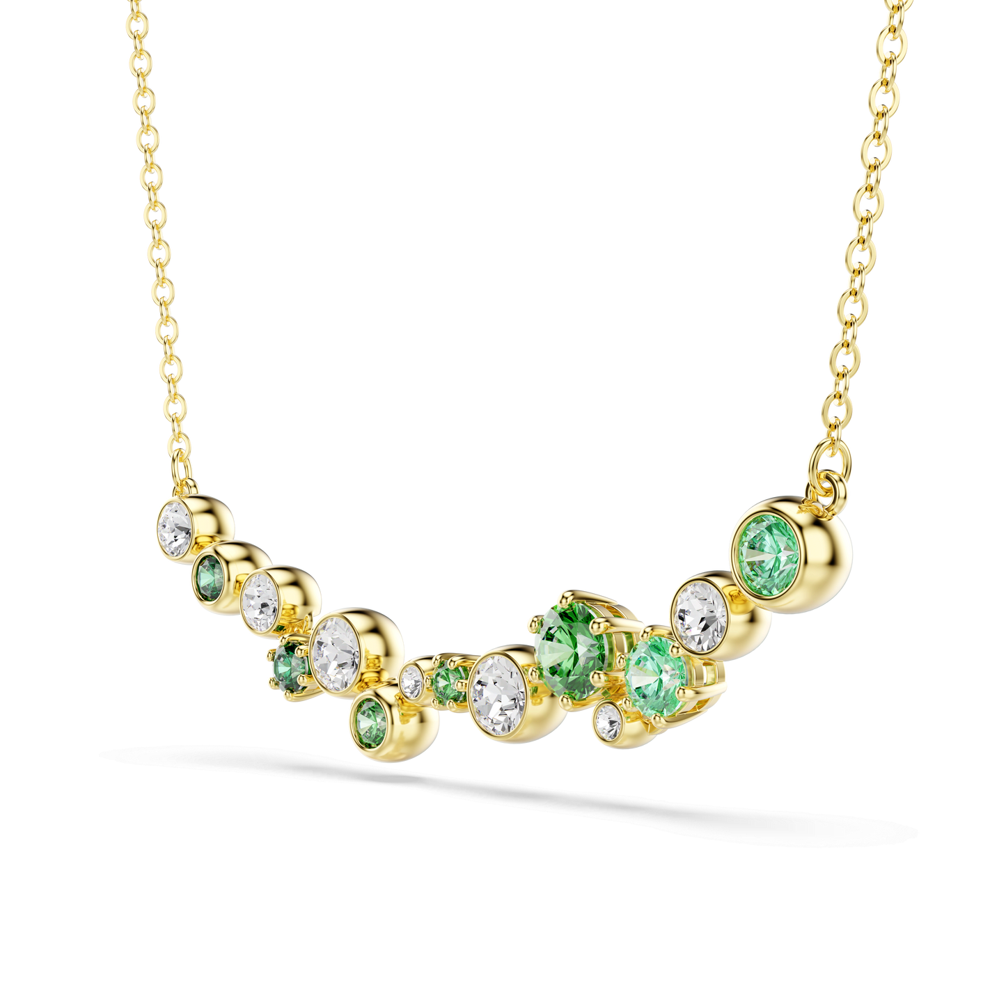 Constella necklace, Mixed cuts, Green, Gold-tone plated 5732247