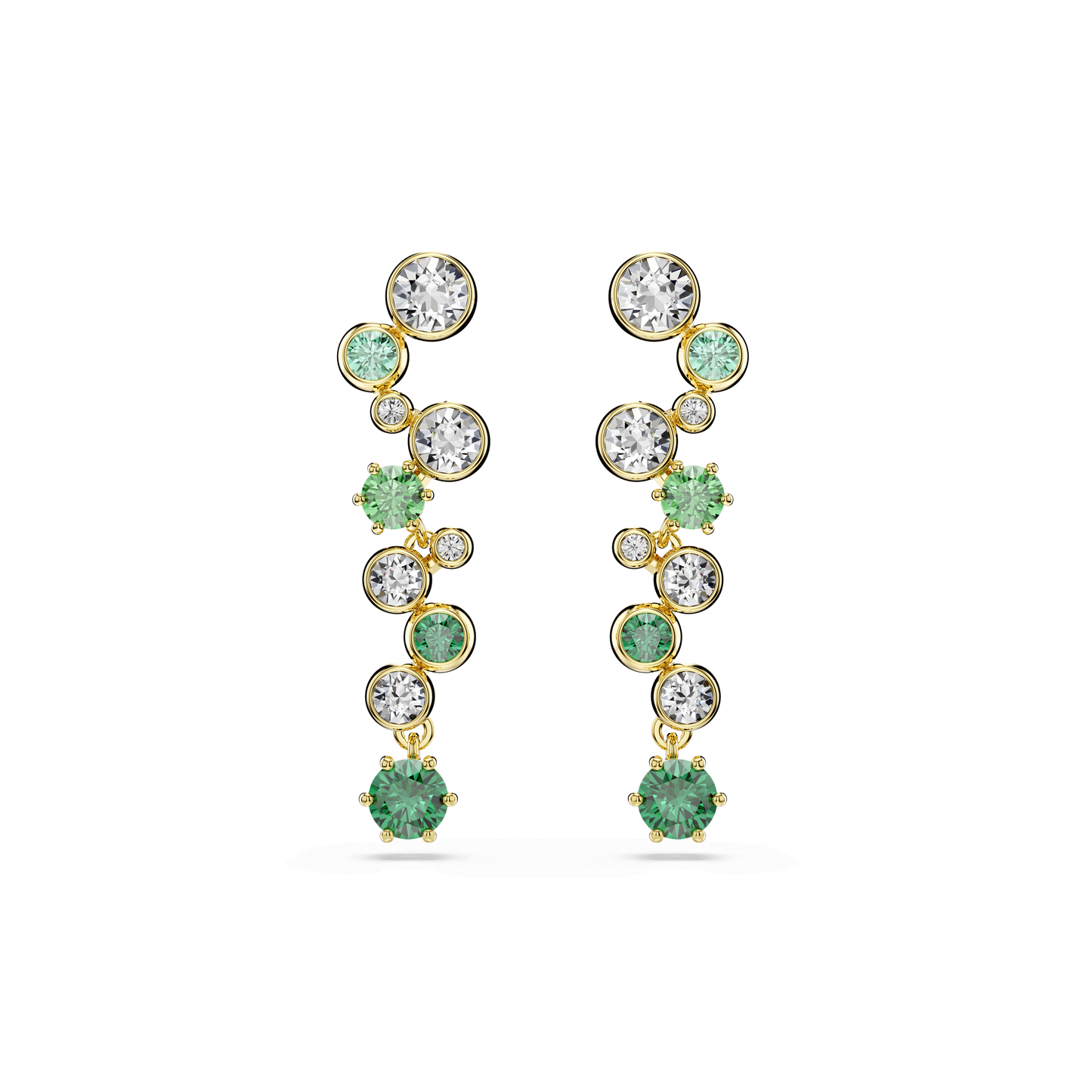 Constella drop earrings, Mixed cuts, Green, Gold-tone plated 5732248