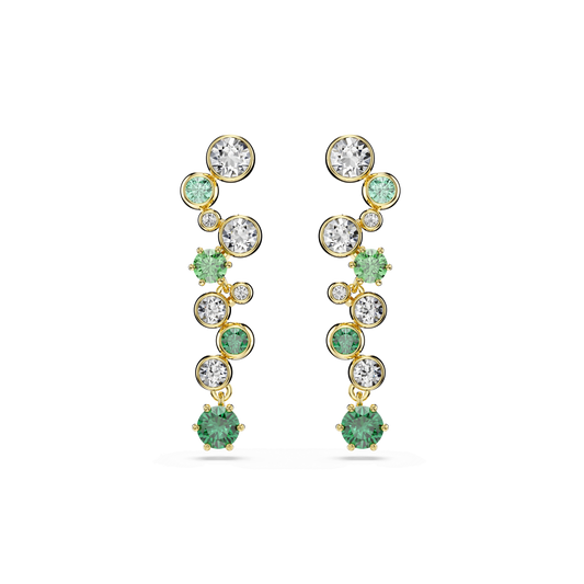 Constella drop earrings, Mixed cuts, Green, Gold-tone plated 5732248
