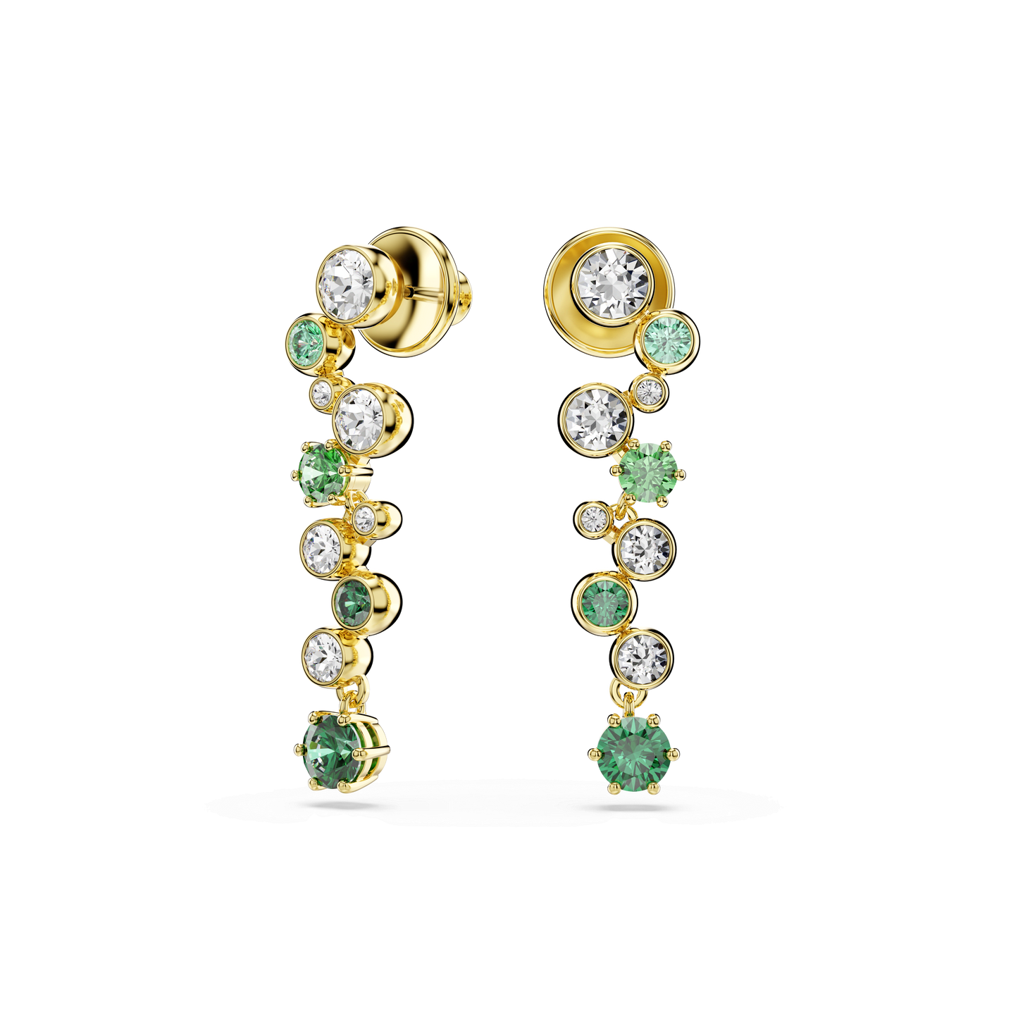 Constella drop earrings, Mixed cuts, Green, Gold-tone plated 5732248