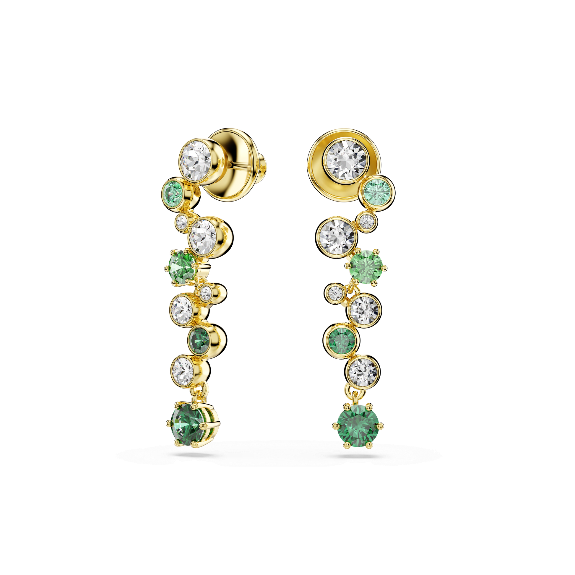 Constella drop earrings, Mixed cuts, Green, Gold-tone plated 5732248