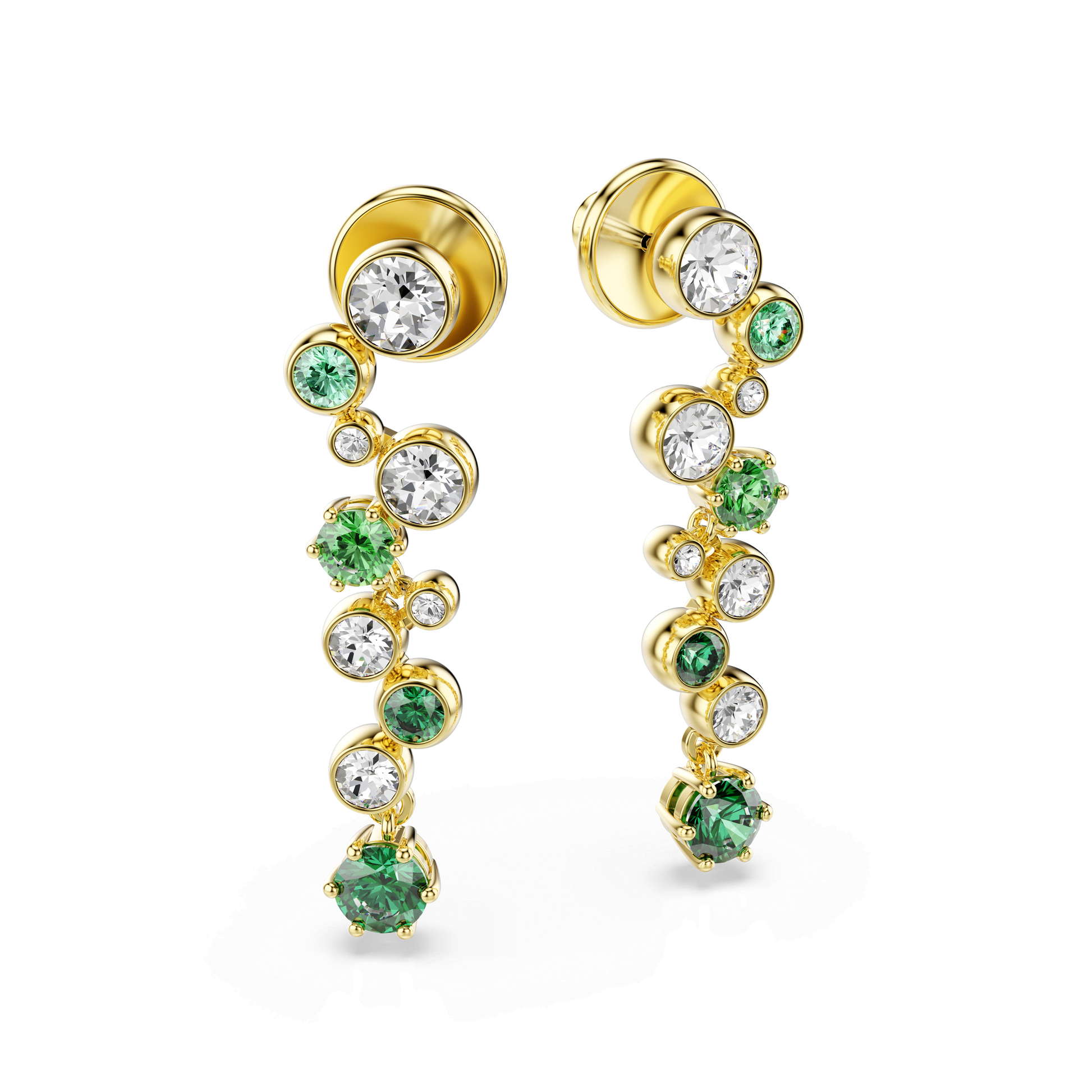 Constella drop earrings, Mixed cuts, Green, Gold-tone plated 5732248