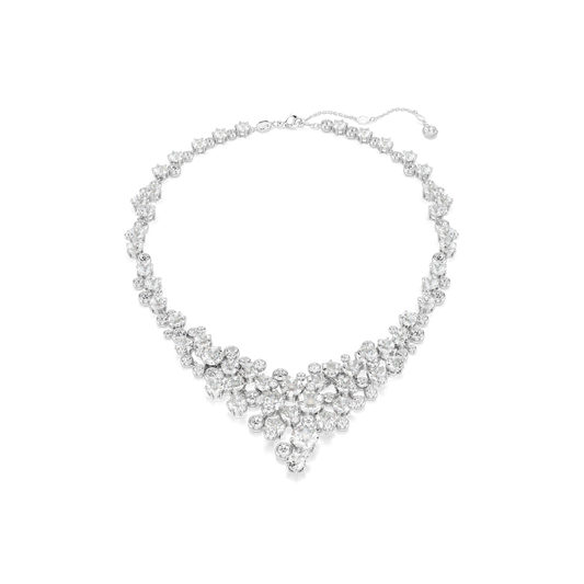 Constella necklace, Mixed cuts, Clasp, White, Rhodium plated 5732249