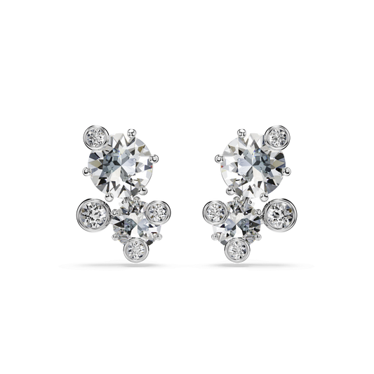 Constella stud earrings, Round cut, White, Rhodium plated 5732253
