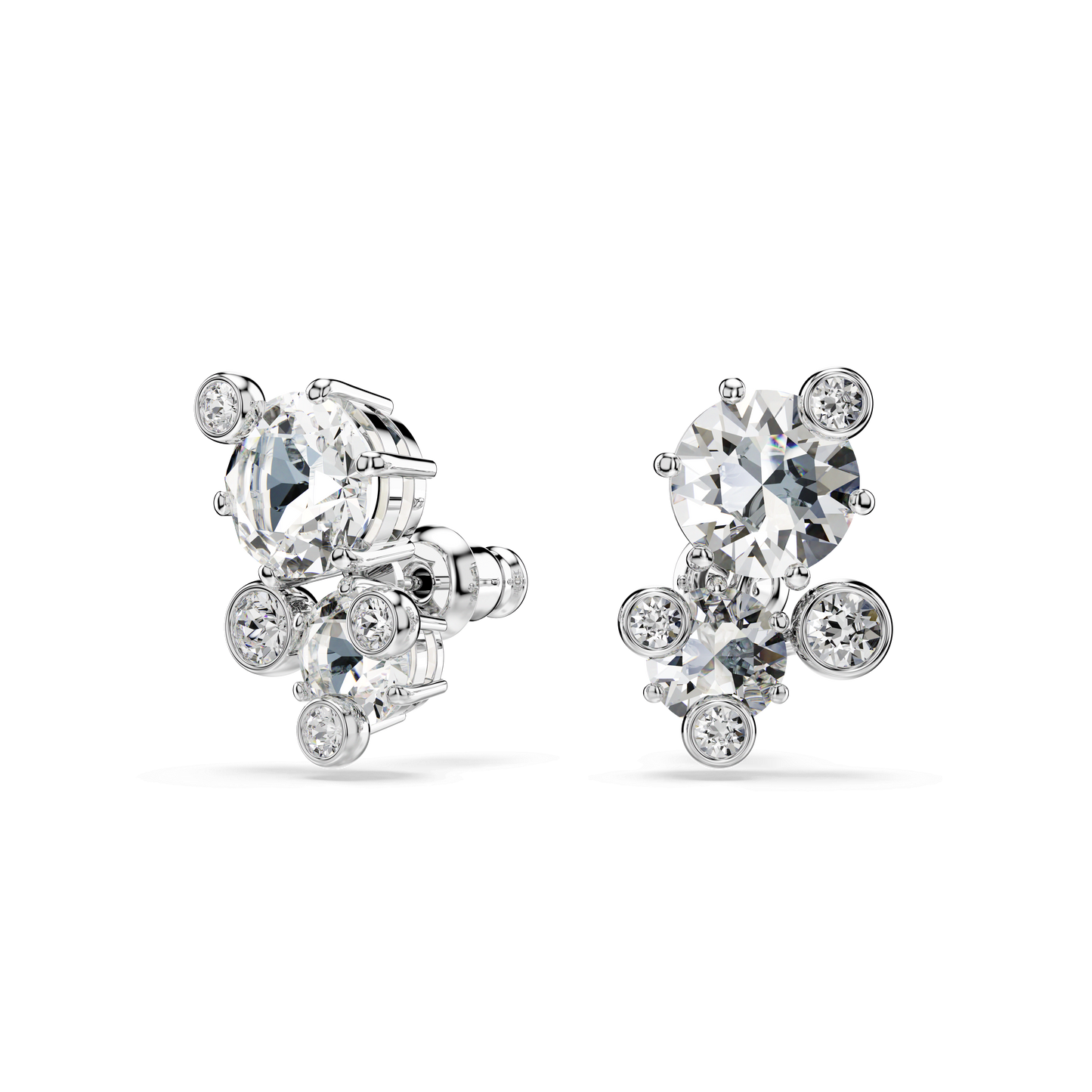 Constella stud earrings, Round cut, White, Rhodium plated 5732253