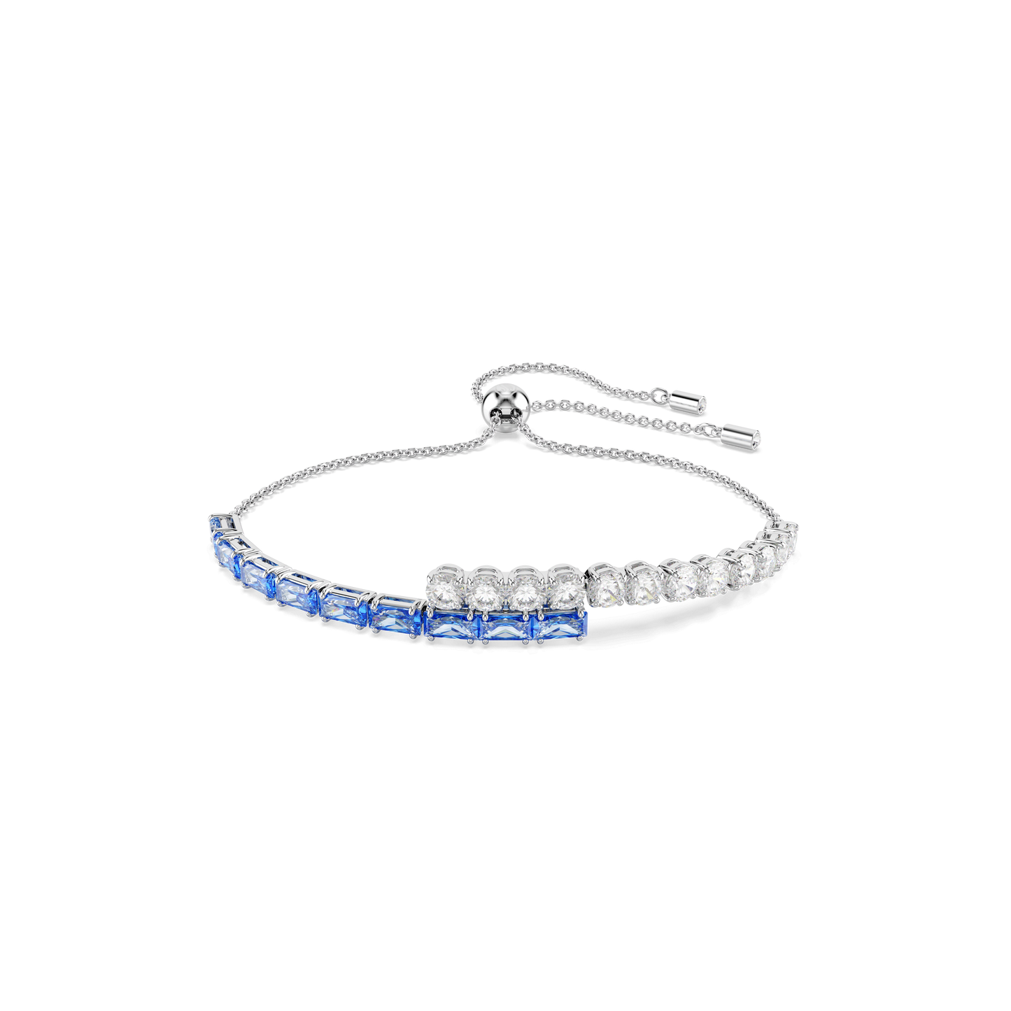 Matrix bracelet, Mixed cuts, Blue, Rhodium plated 5732266