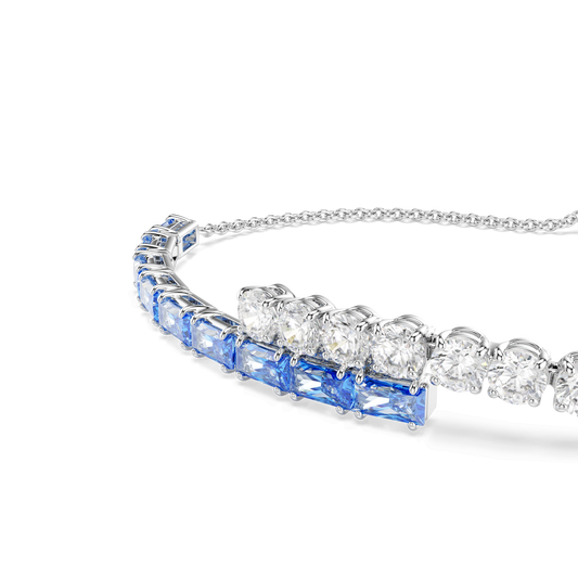 Matrix bracelet, Mixed cuts, Blue, Rhodium plated 5732266