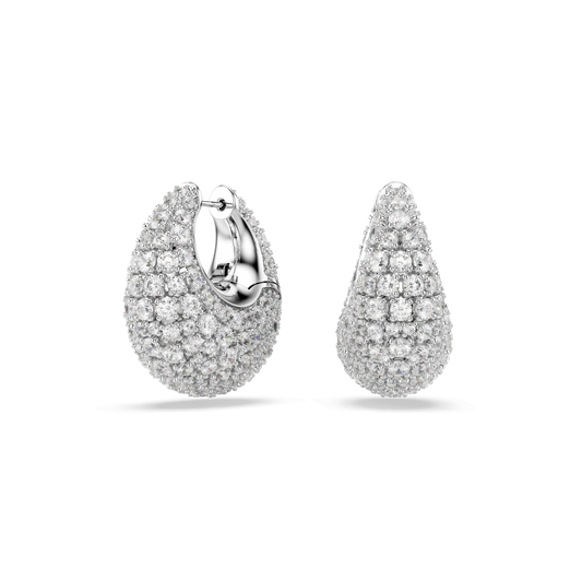 Sublima earrings, Large, White, Rhodium plated 5732281