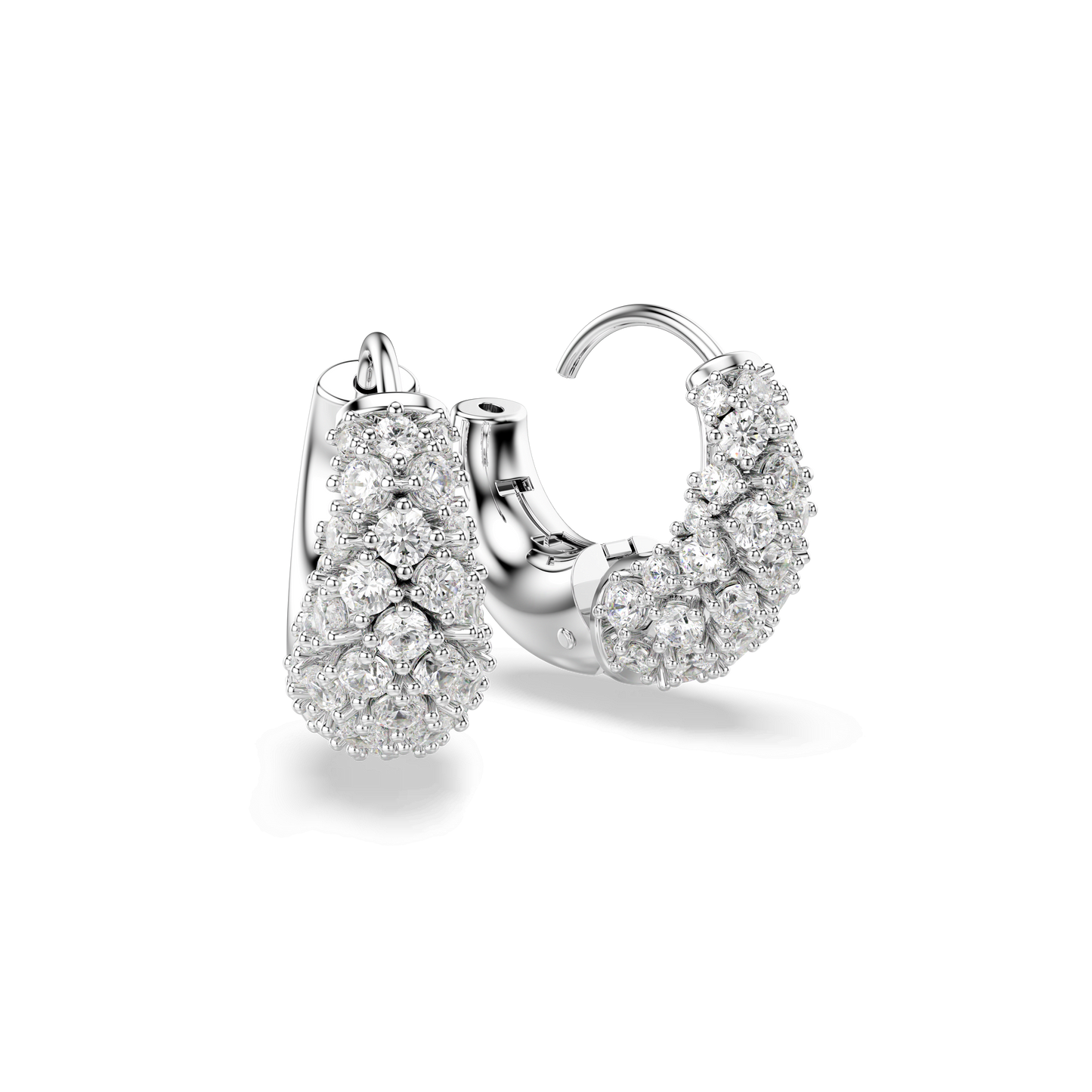 Sublima earrings, White, Rhodium plated 5732282