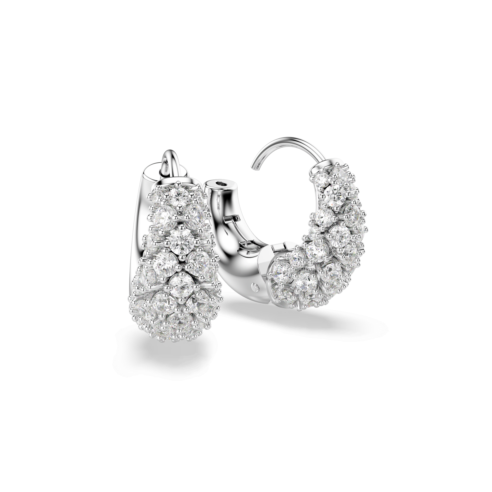 Sublima earrings, White, Rhodium plated 5732282