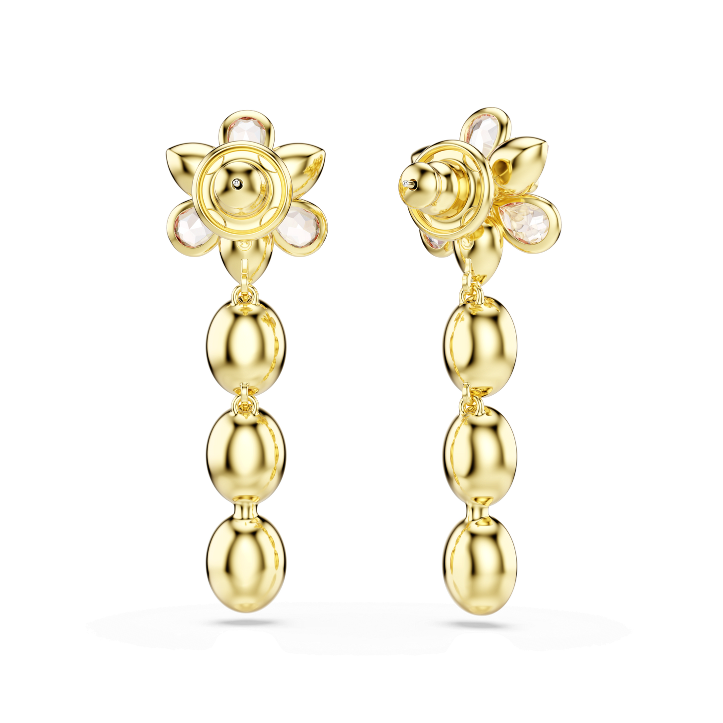Idyllia drop earrings, Mixed cuts, Flower, Multicolored, Gold-tone plated 5732381