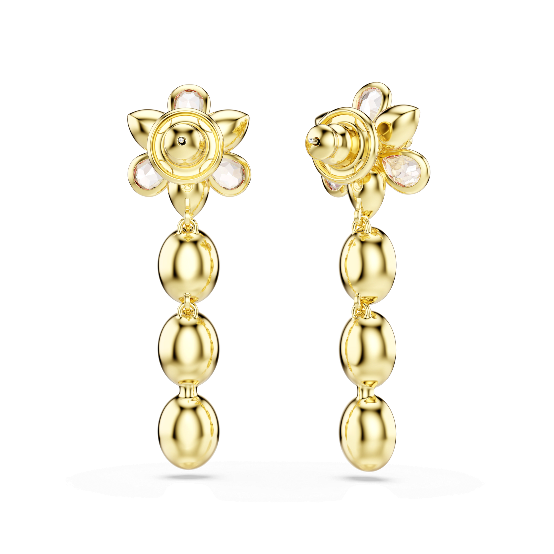 Idyllia drop earrings, Mixed cuts, Flower, Multicolored, Gold-tone plated 5732381