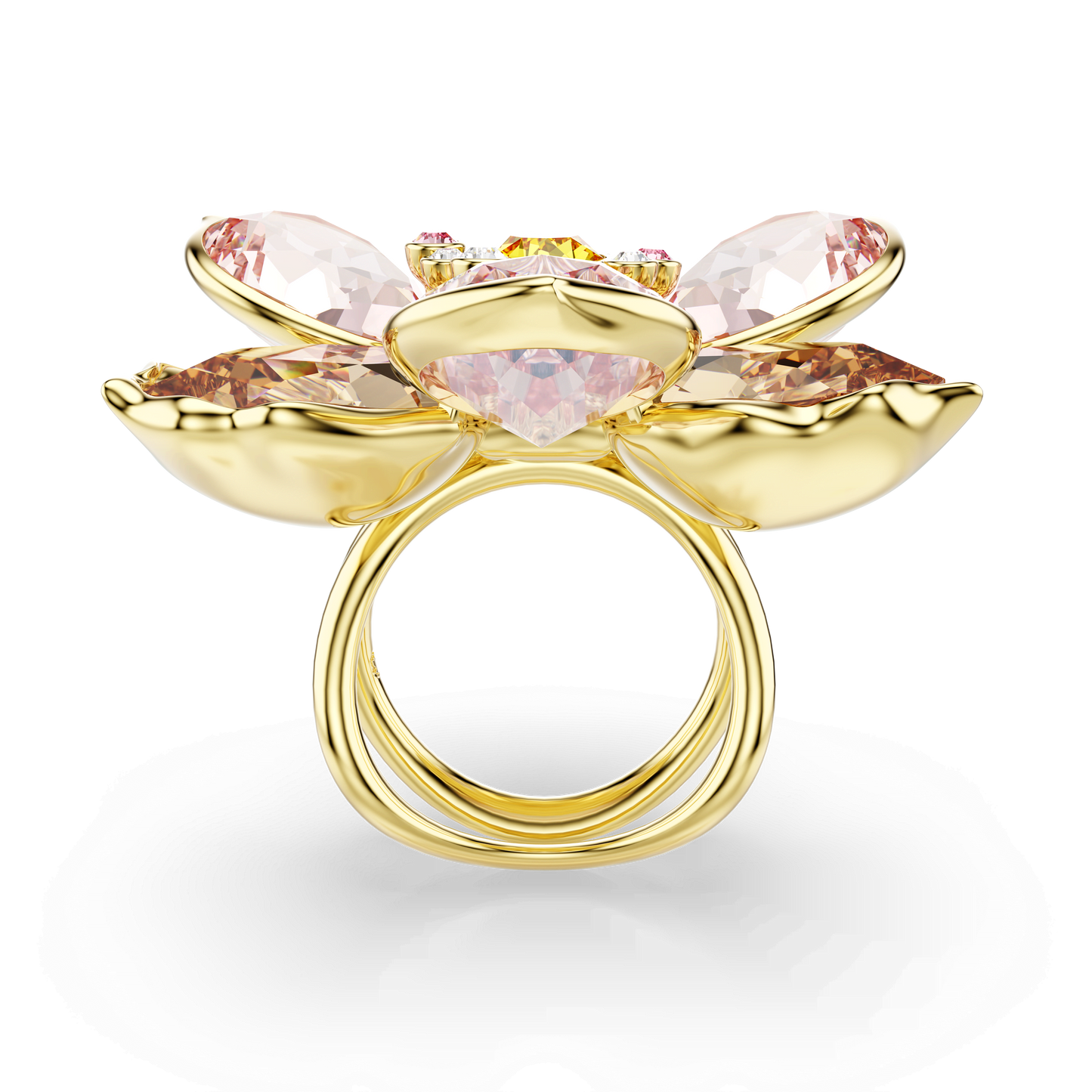 Idyllia motif ring, Mixed cuts, Flower, Multicolored, Gold-tone plated 5732382