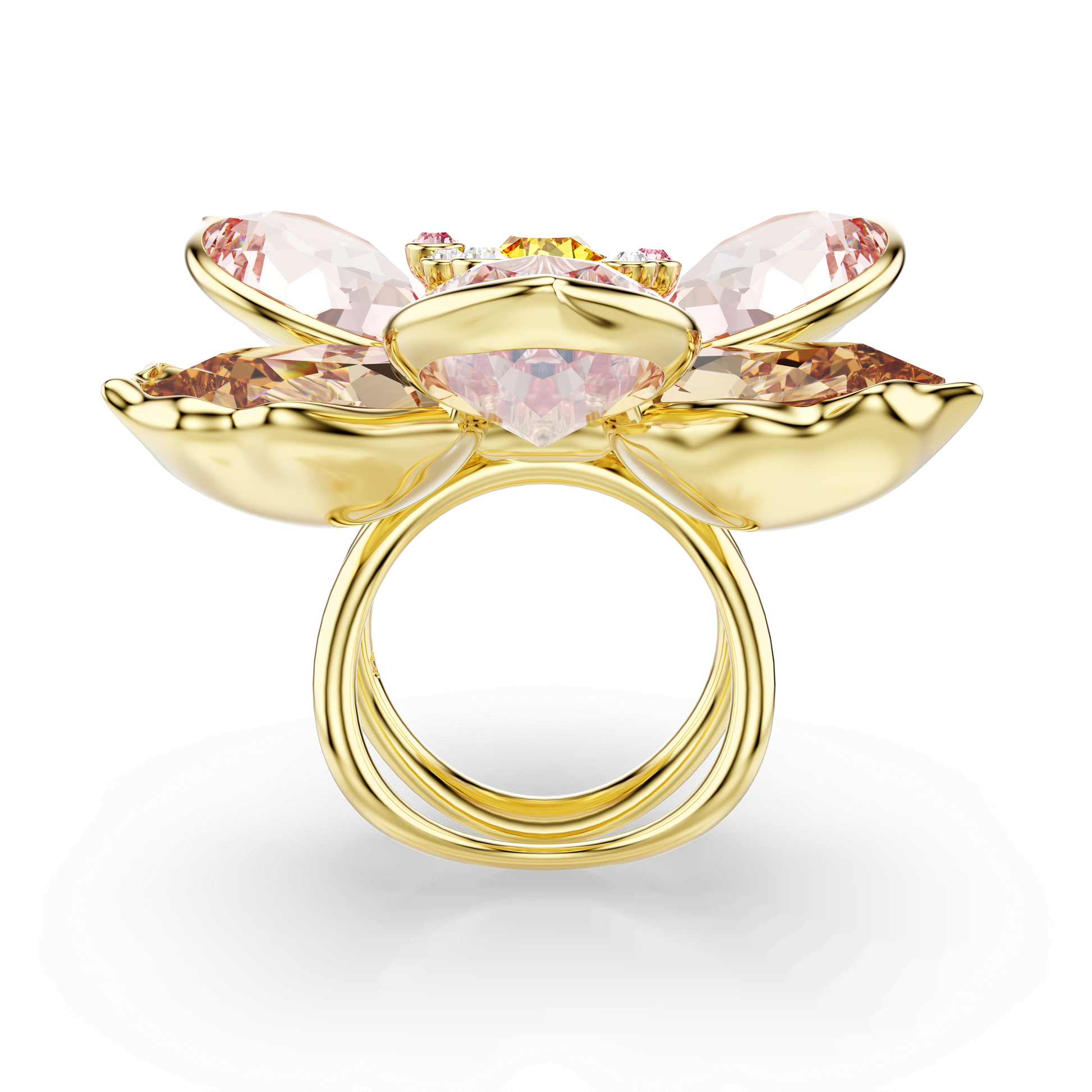 Idyllia motif ring, Mixed cuts, Flower, Multicolored, Gold-tone plated 5732382
