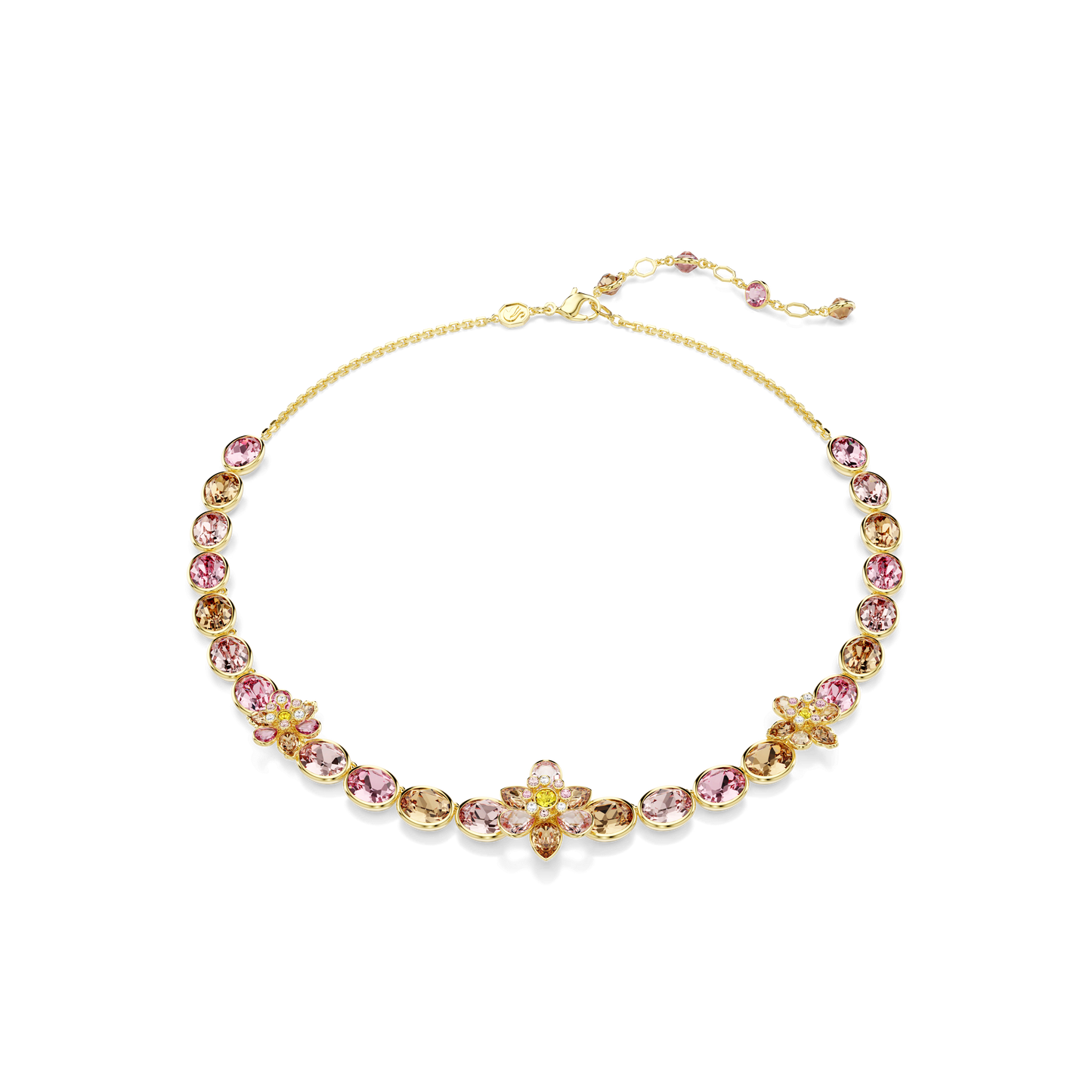 Idyllia necklace, Mixed cuts, Flower, Multicolored, Gold-tone plated 5732385