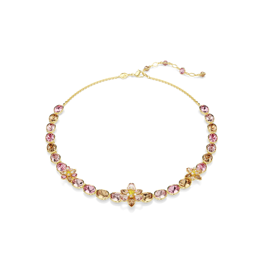 Idyllia necklace, Mixed cuts, Flower, Multicolored, Gold-tone plated 5732385